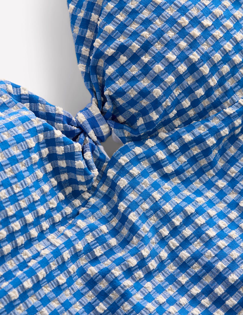 Bow Halter Swimsuit-Bright Blue, Gingham-10