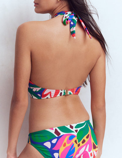 Minori Halter Tie Bikini Top-Multi, Leafy Cascade-8