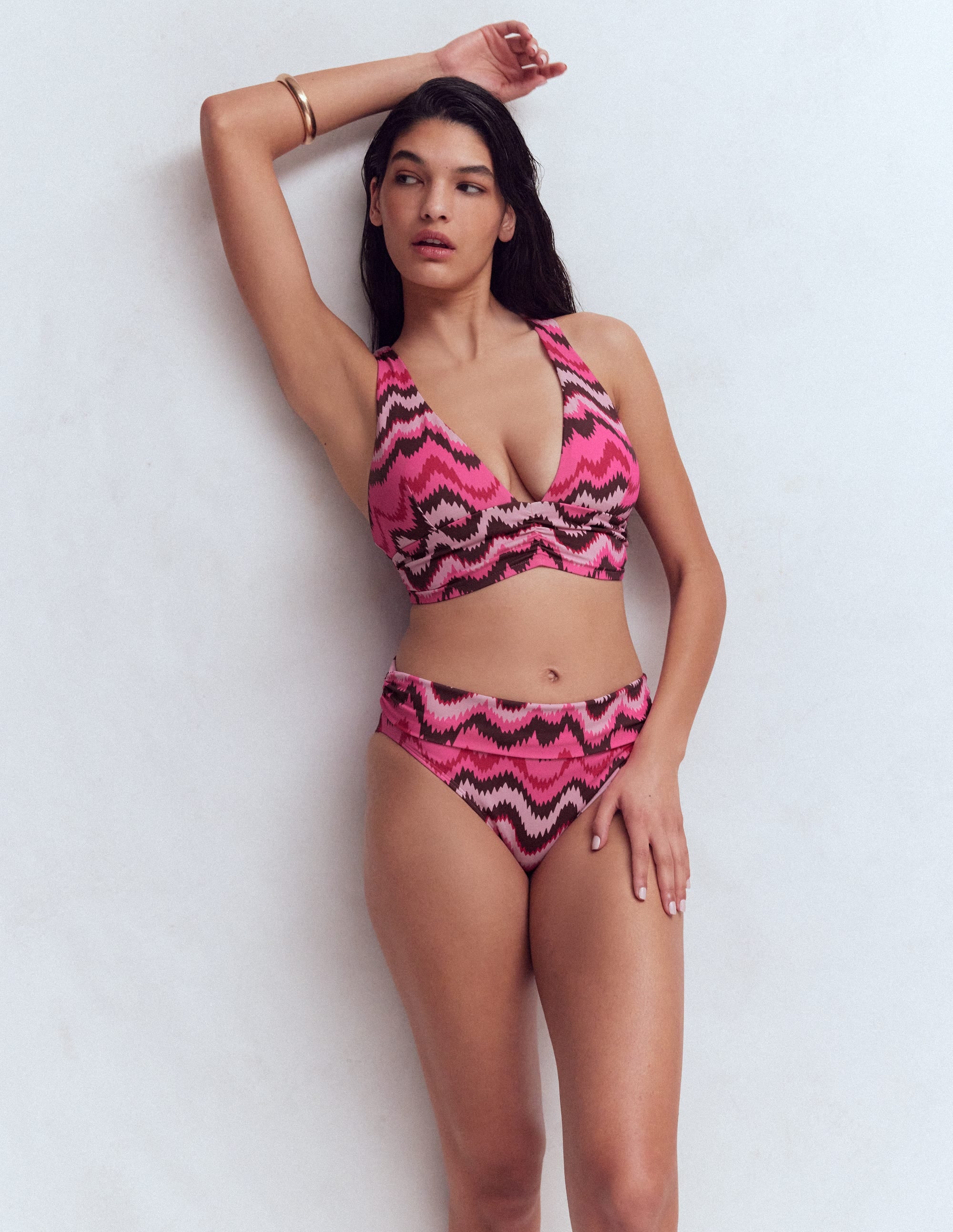 Mykonos Deep V Bikini Top-Pink, Zig zag wave - Image 6