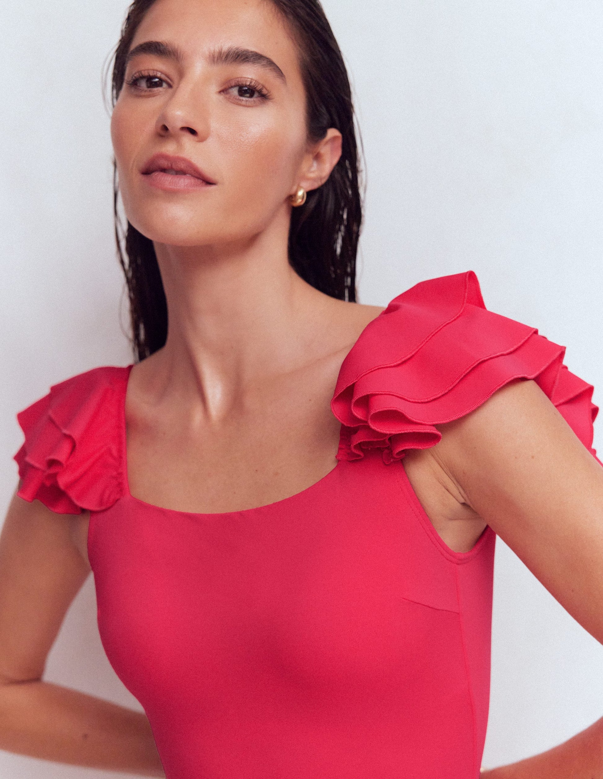 Mega Ruffle Swimsuit-Rosy-5