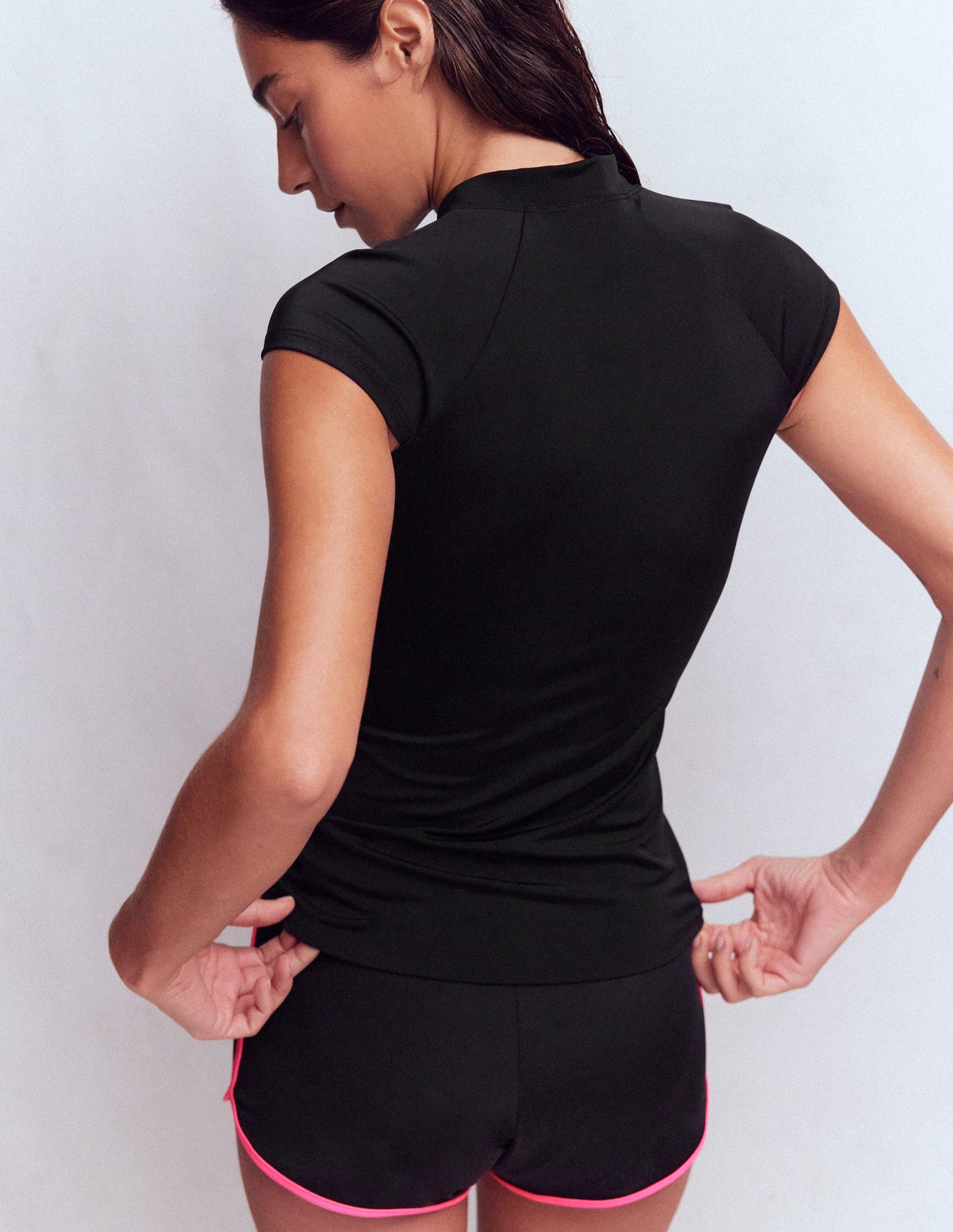 Short Sleeve Rash Guard Top-Black