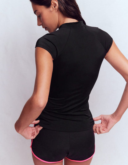 Short Sleeve Rash Guard Top-Black-3