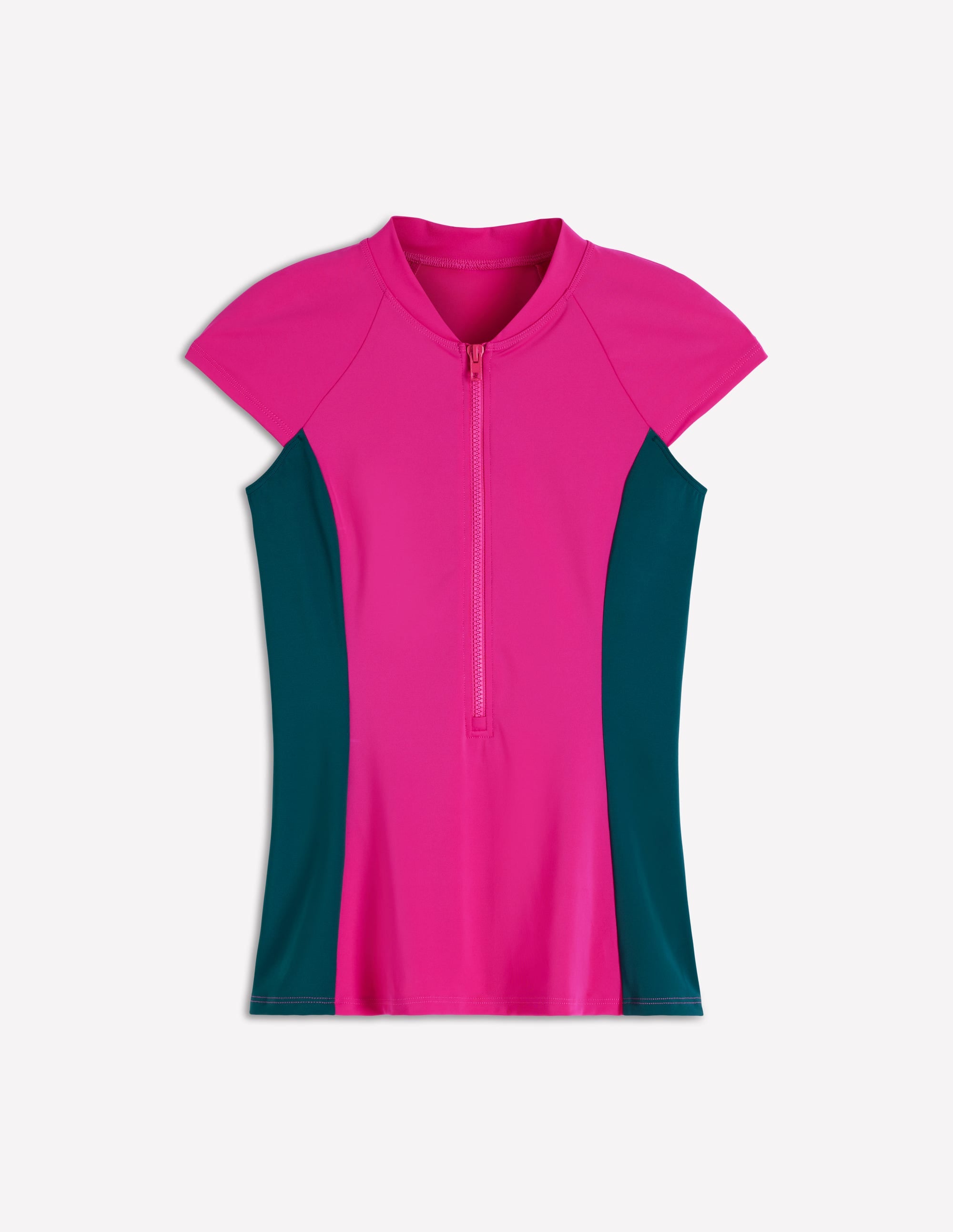 Short Sleeve Rash Guard Top-Pink, Colourblock - Image 5
