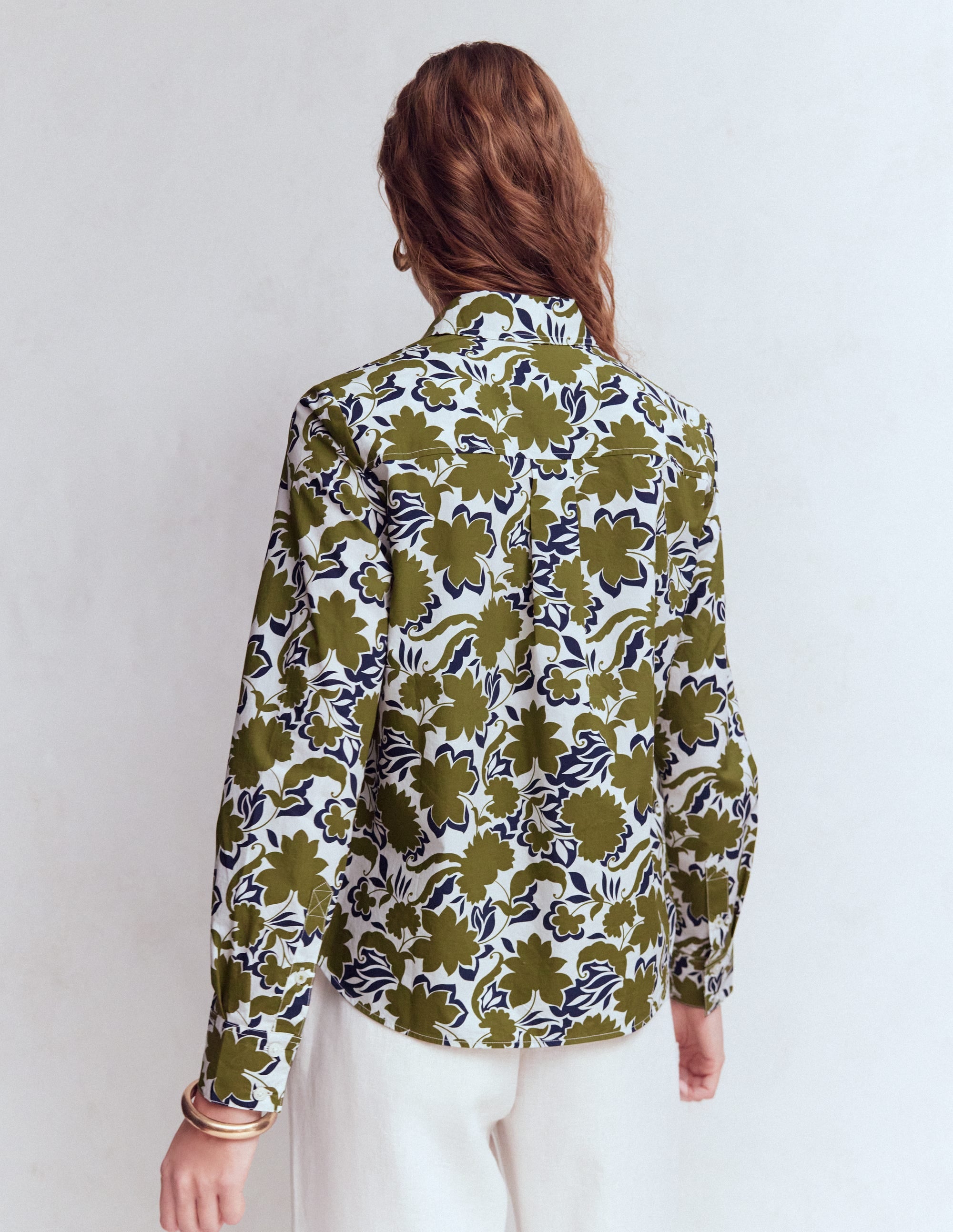 Sienna Cotton Shirt-Olive, Shadow Blossom - Image 3