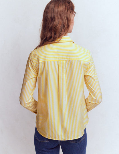 Sienna Cotton Shirt-Yellow and Ivory Stripe-4