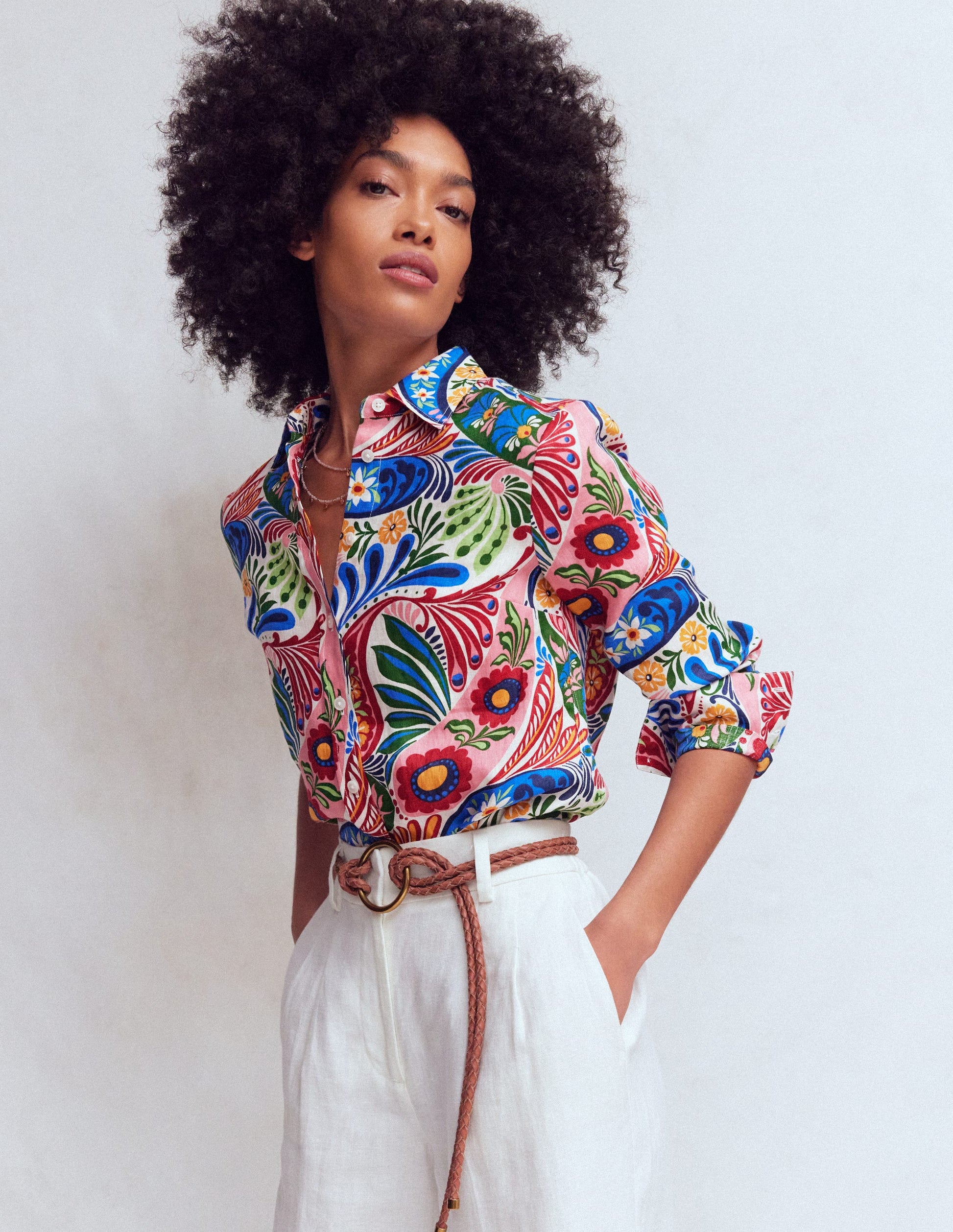 Sienna Linen Shirt-Multi, Enchanted Paisley-4