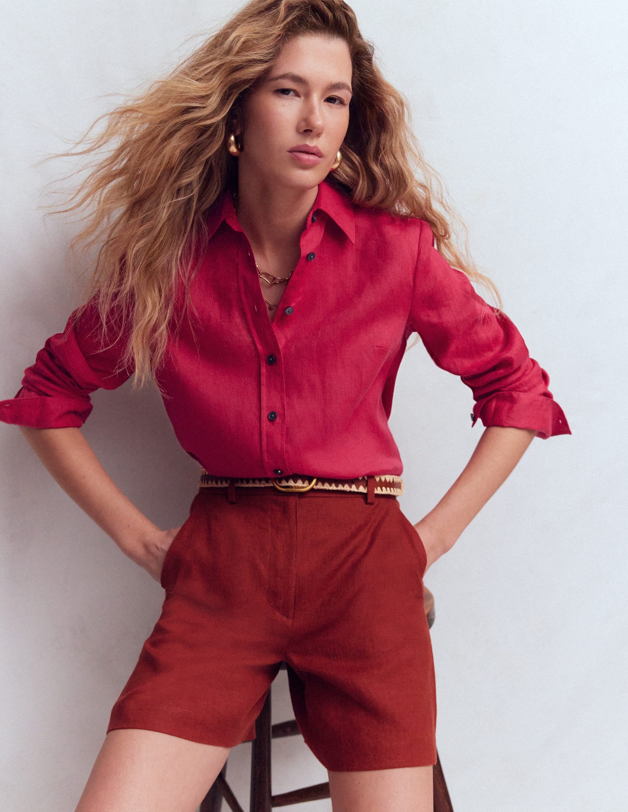 Sienna Linen Shirt-Pomegranate - Image 1