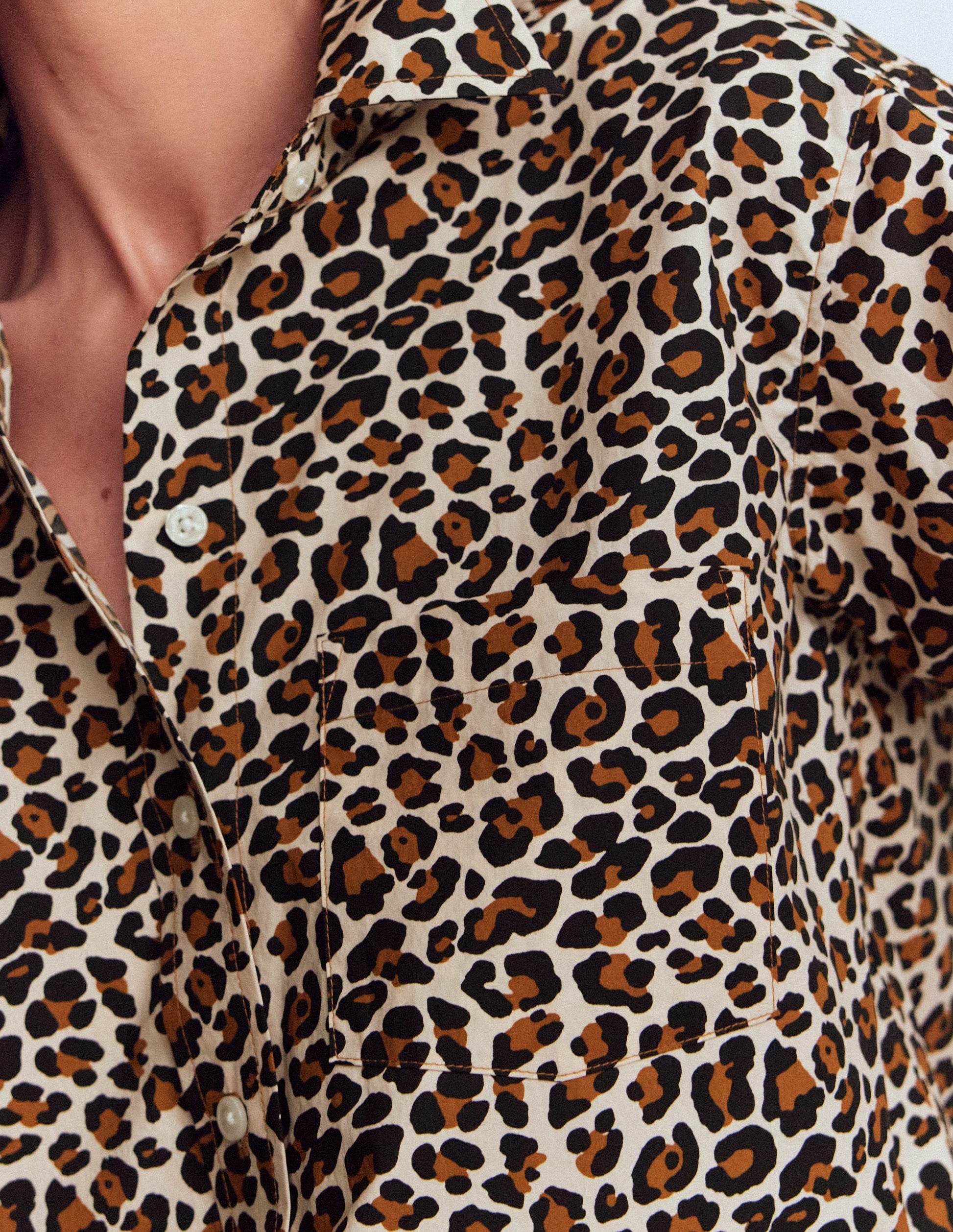 Sadie Relaxed Cotton Shirt-Soft Cream, Leopard Flow-2