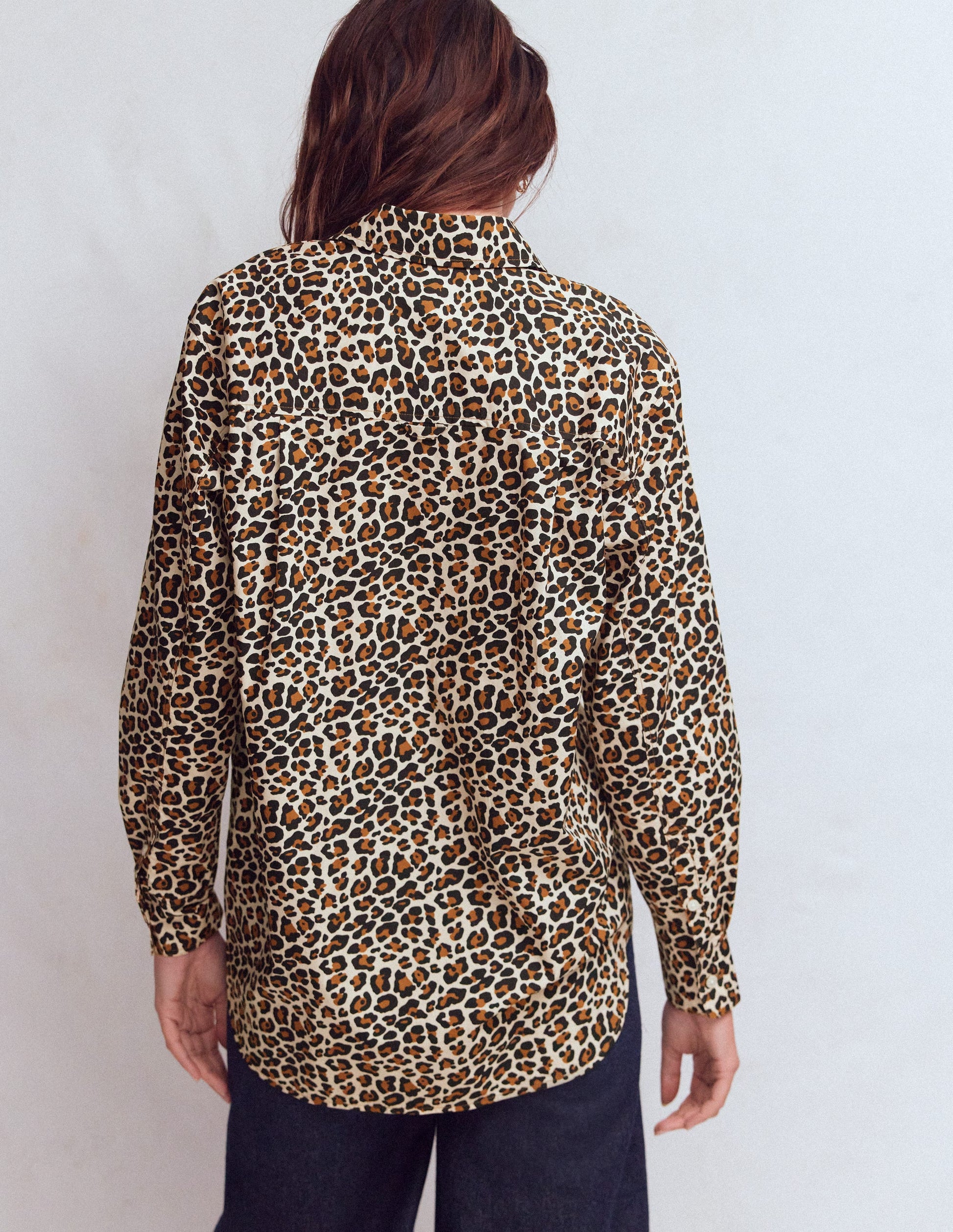 Sadie Relaxed Cotton Shirt-Soft Cream, Leopard Flow-3