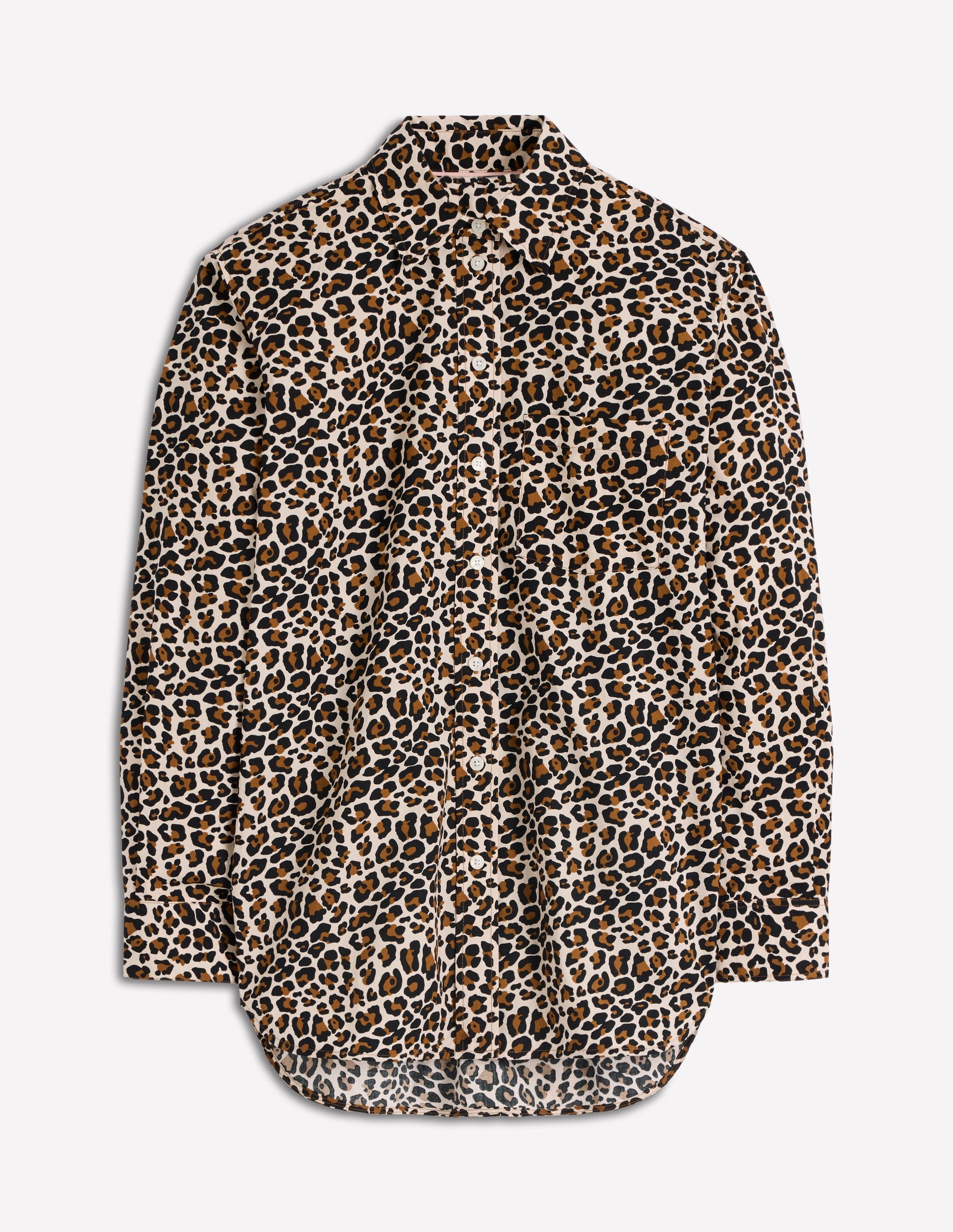 Sadie Relaxed Cotton Shirt-Soft Cream, Leopard Flow-5