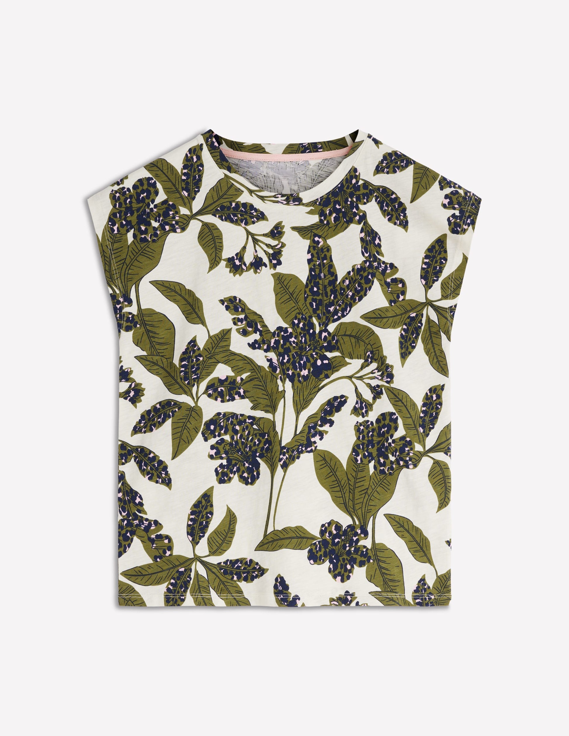 Louisa Slub T-Shirt-Leaf Print-5