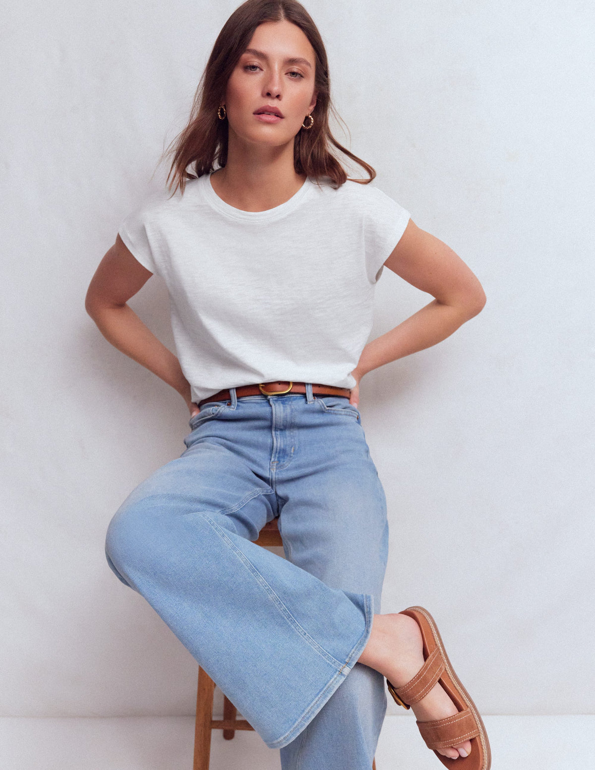 Louisa Cotton Slub T-shirt-White - Image 1