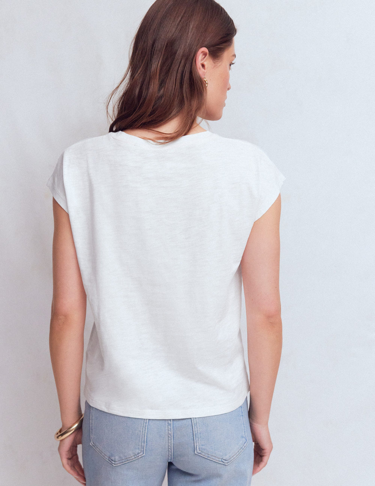 Louisa Cotton Slub T-shirt-White - Image 3