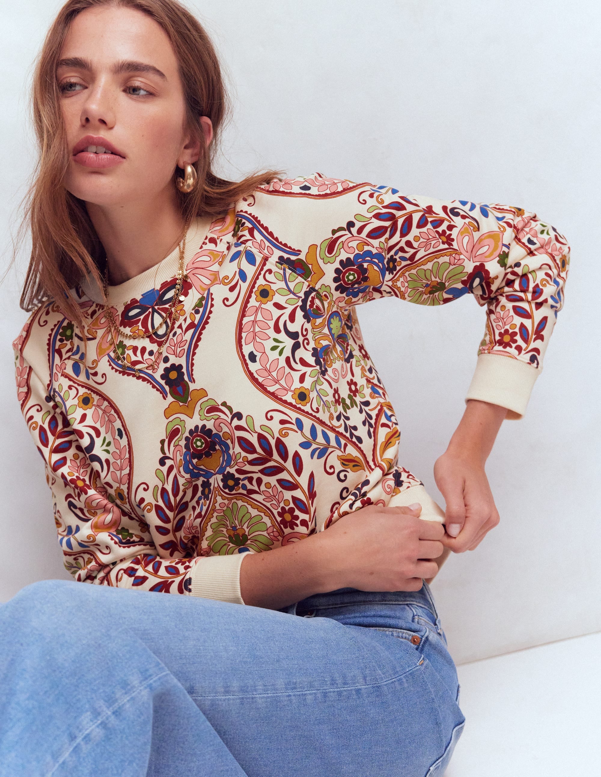 Rosa Printed Sweatshirt-Multi, Enchanted Gardenia - Image 5