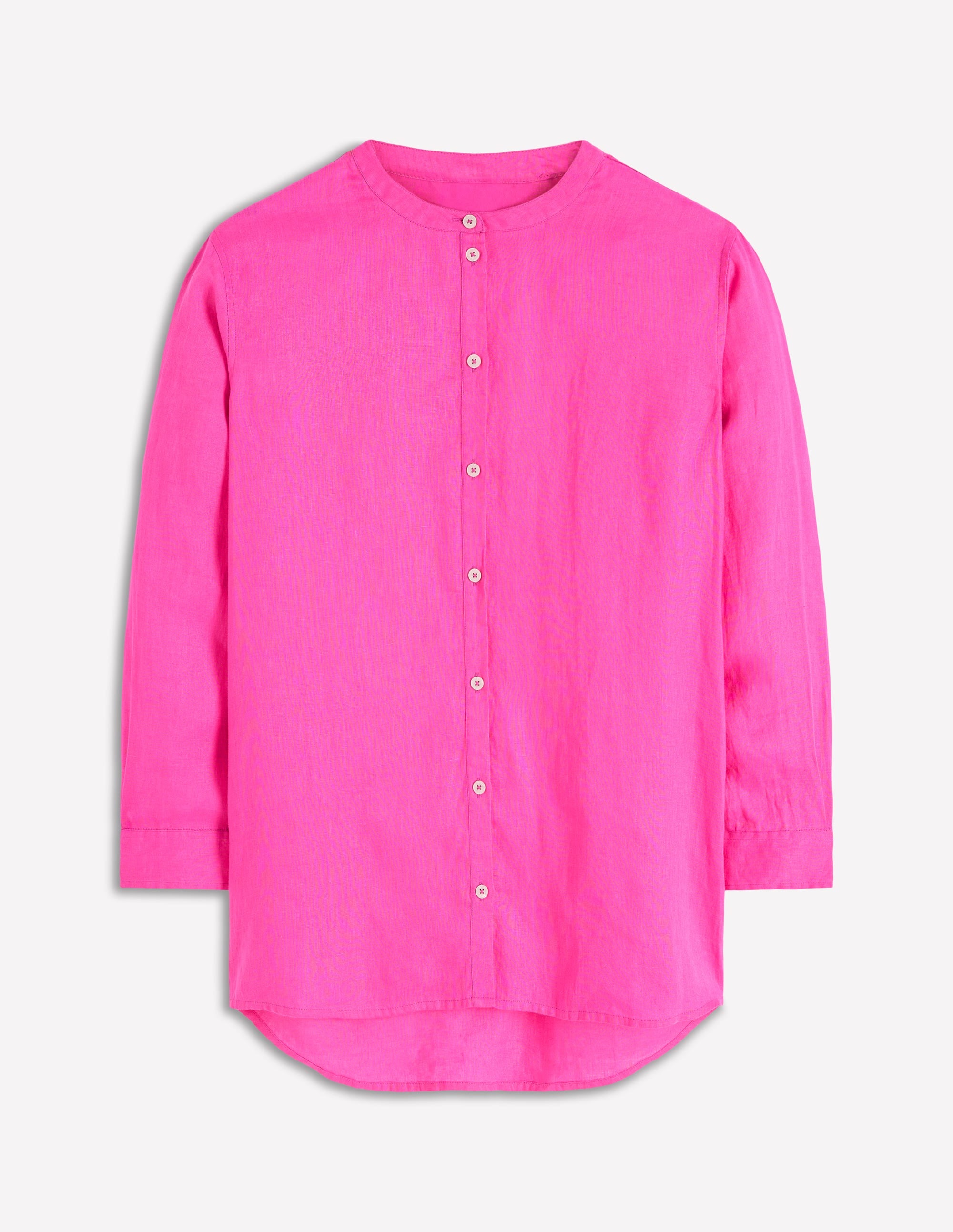 Longline Linen Shirt-Pop Pansy - Image 6