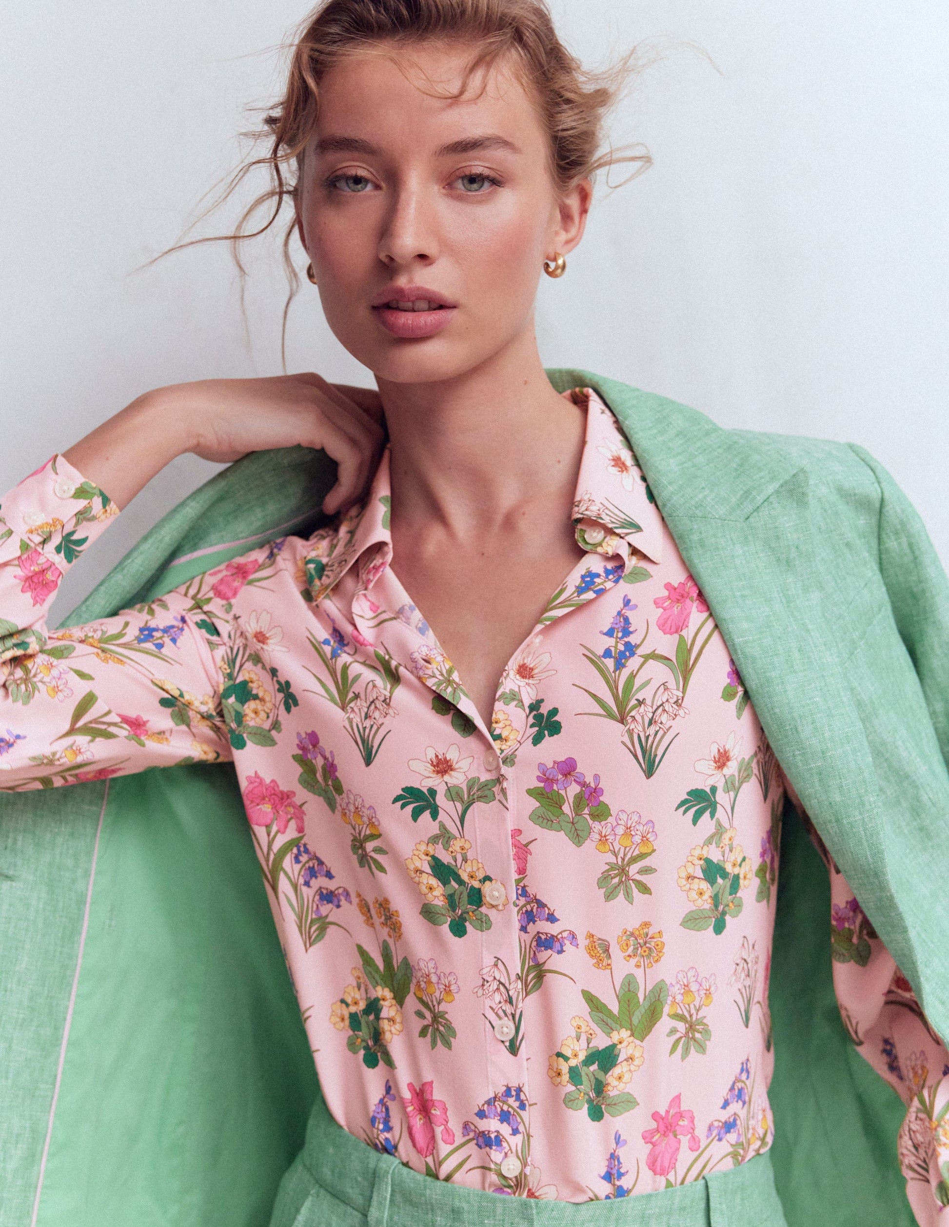 Sara Silk Shirt-French Pink, Delicate Blossom-1