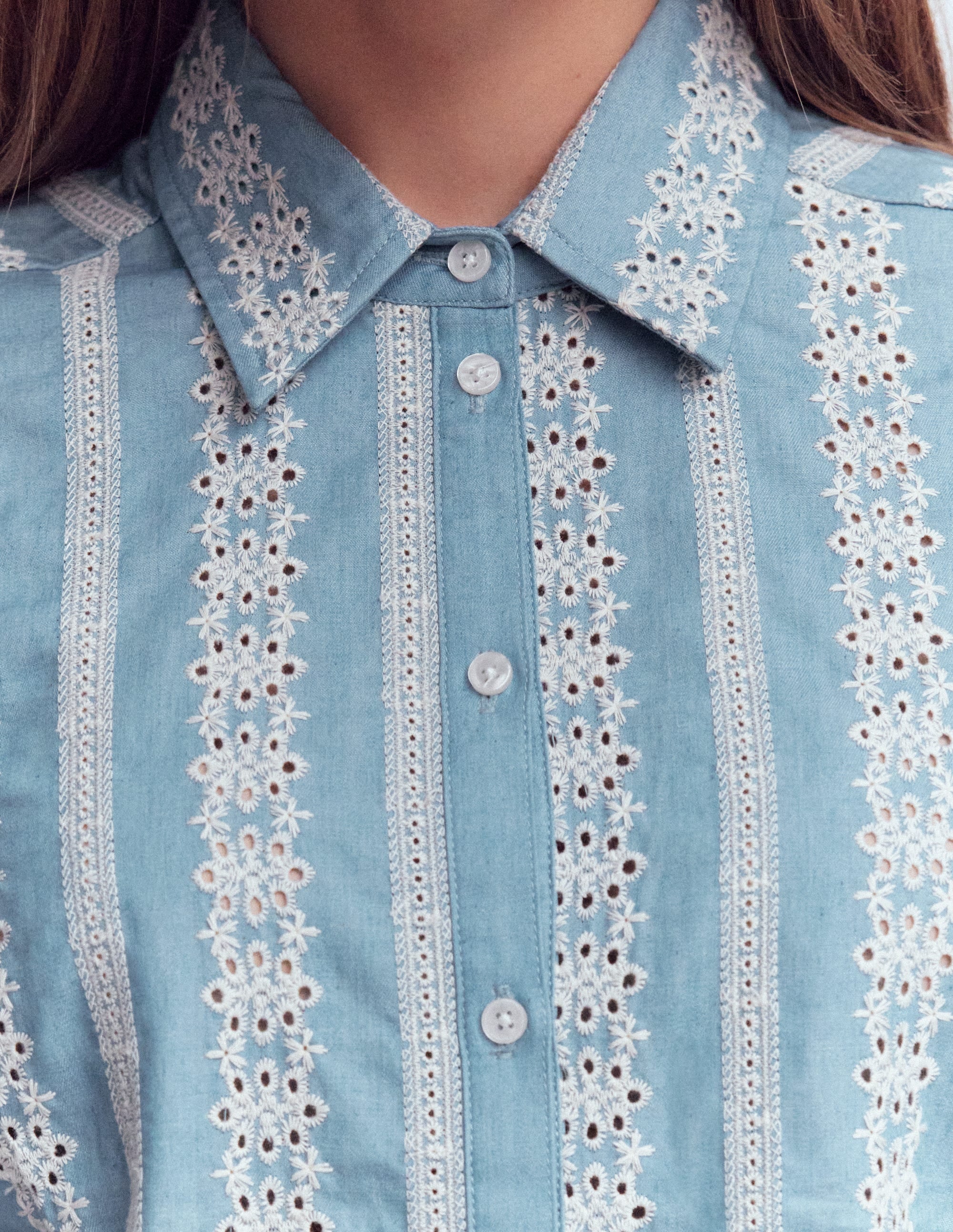 Cara Denim Shirt-Blue Broderie - Image 2