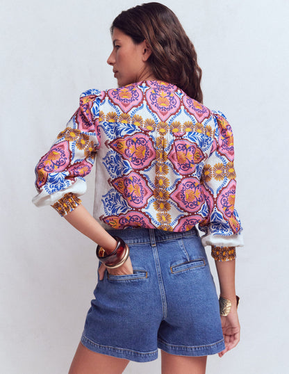 Alicia Linen Top-Multi, Ornamental Garden-3