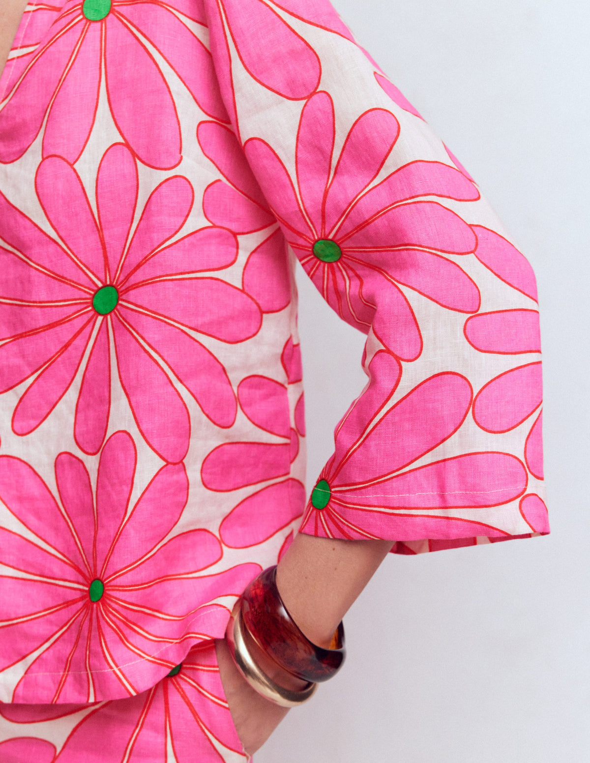 Cleo Linen Top-Pink, Daisy Blossom - Image 2