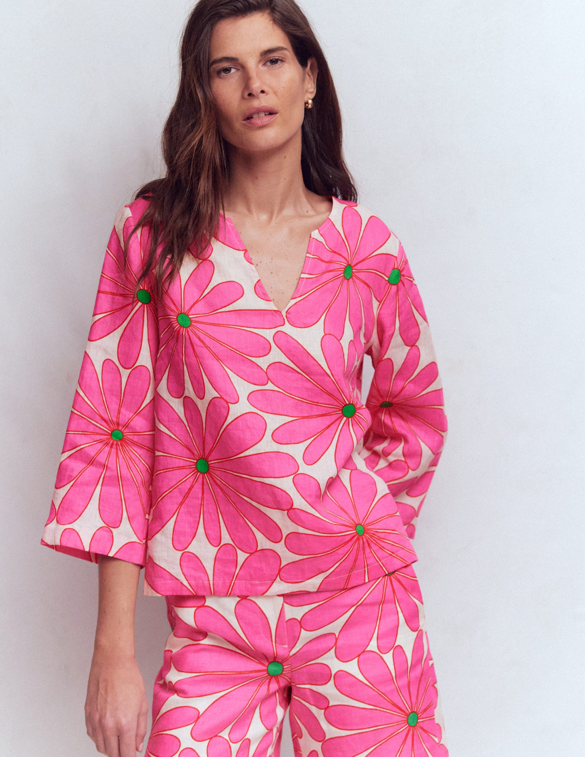 Cleo Linen Top-Pink, Daisy Blossom - Image 4