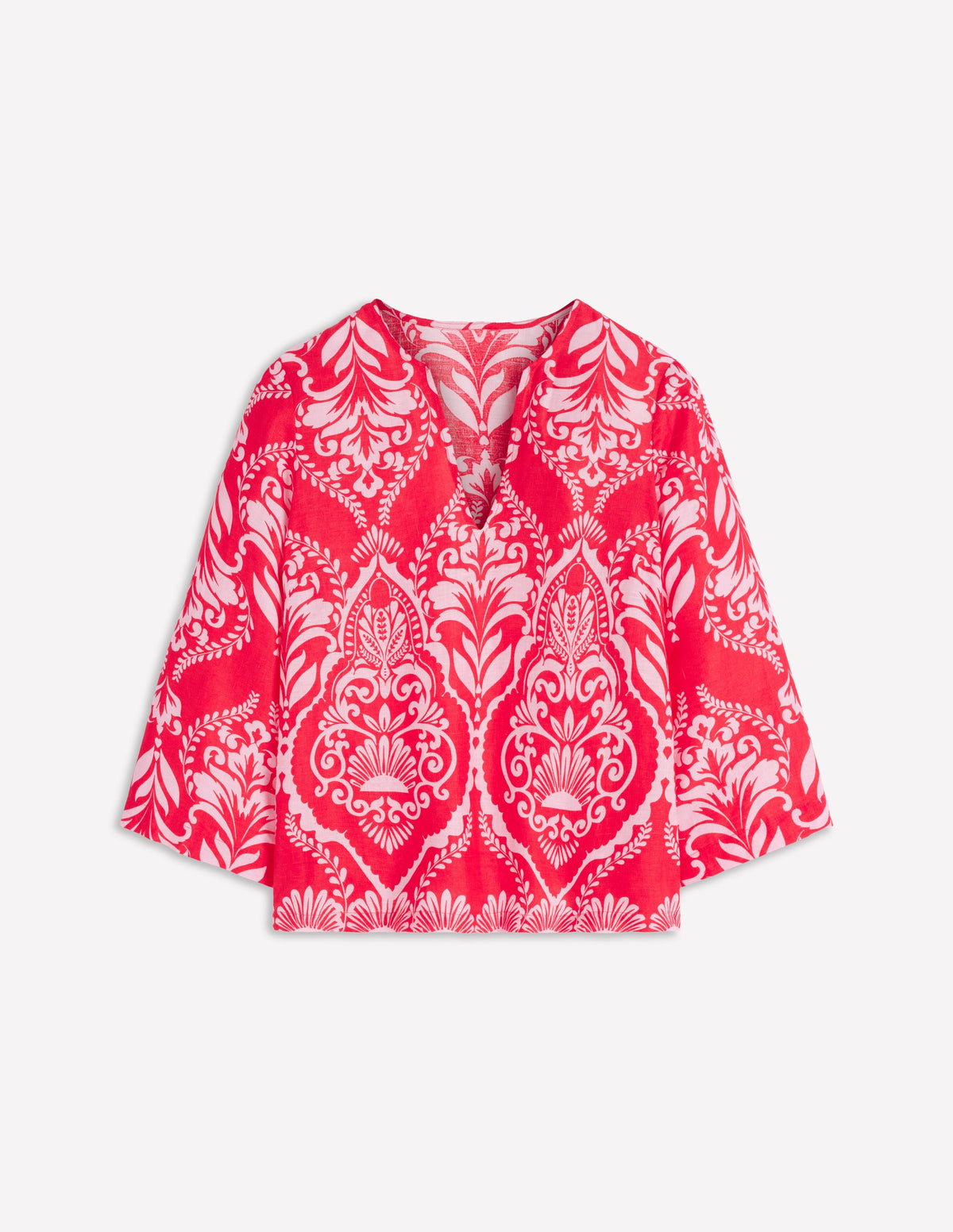 Cleo Linen Top-Red, Ornamental Garden Mono - Image 6