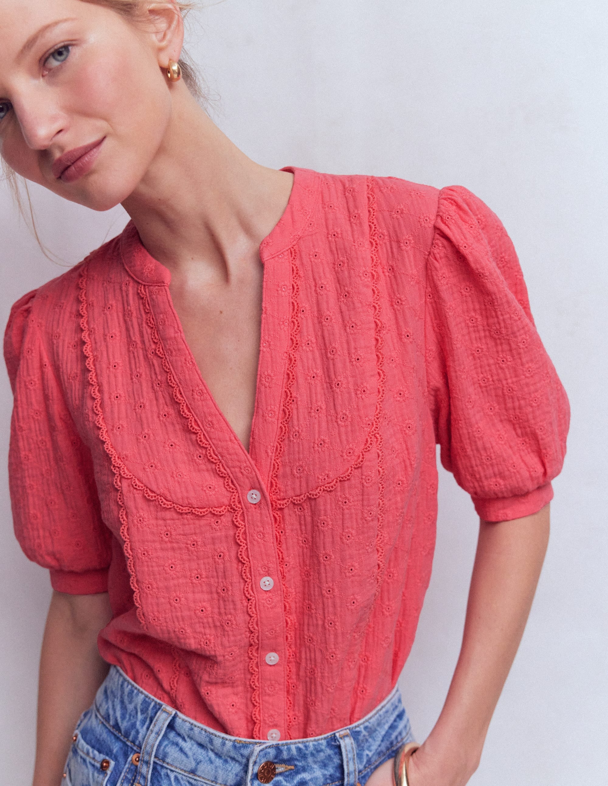 Trim Insert Double Cloth Top-Rosebud - Image 3