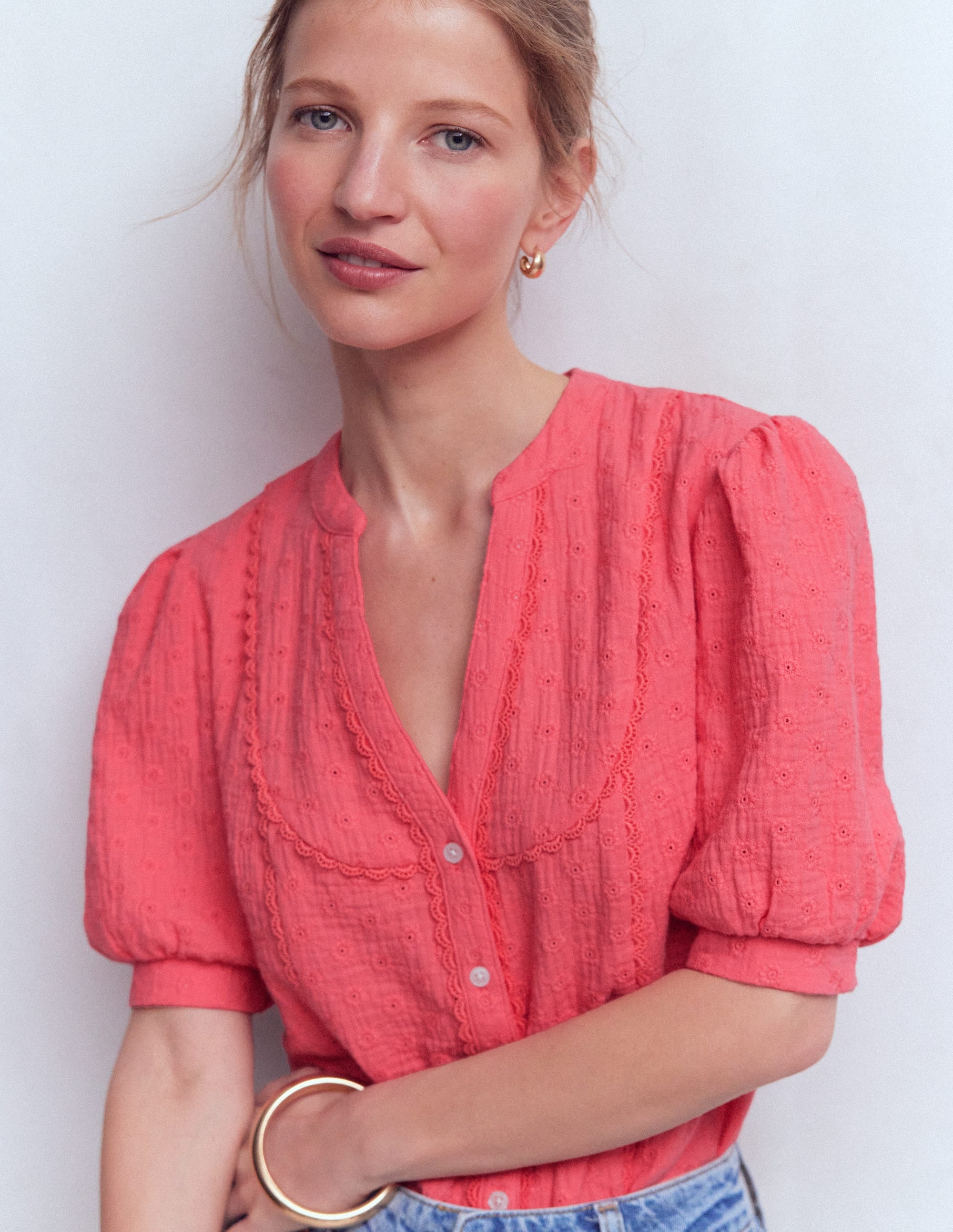 Trim Insert Double Cloth Top-Rosebud - Image 4