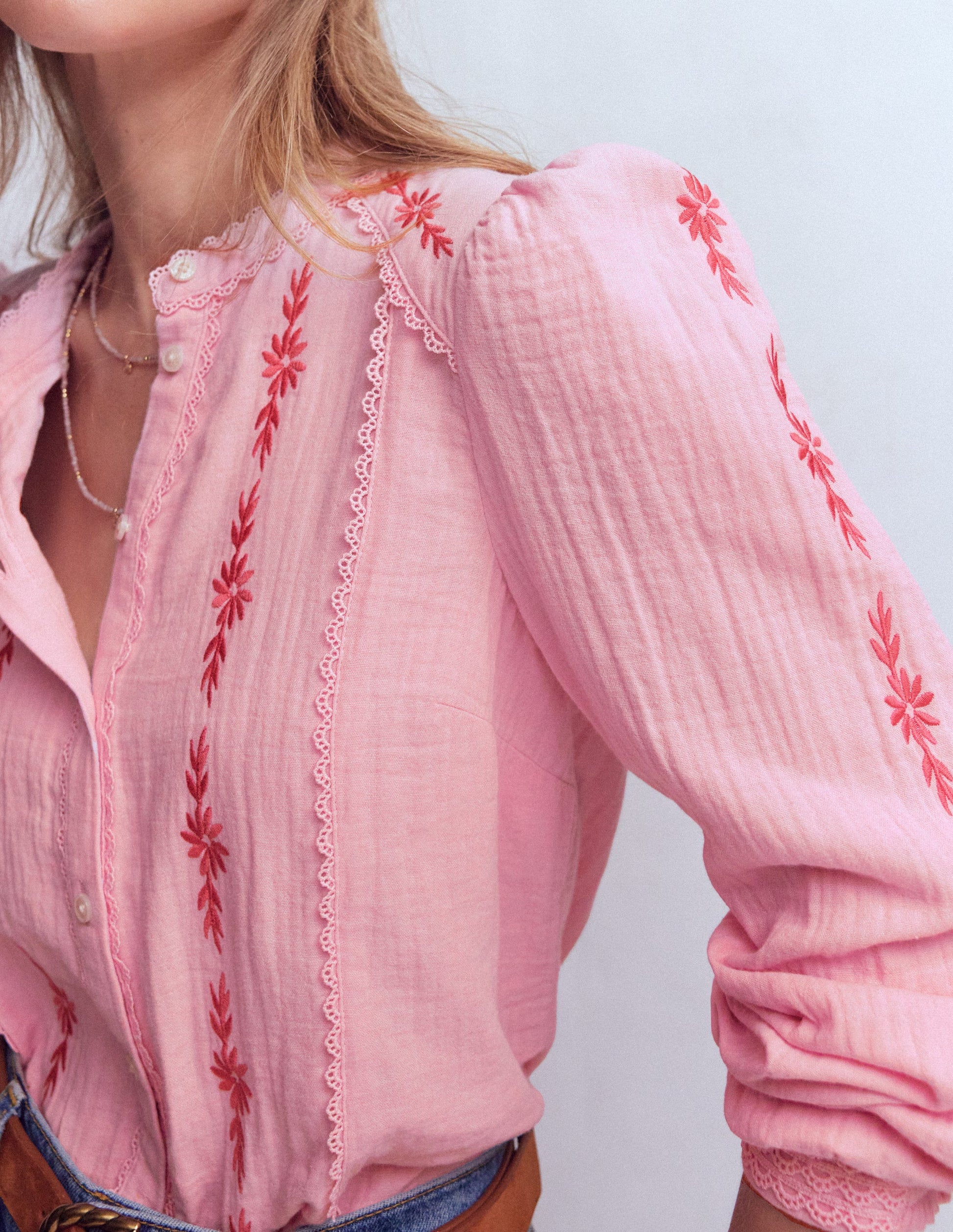 Rhea Trim Doublecloth Top-Orchid Smoke Embroidery-2