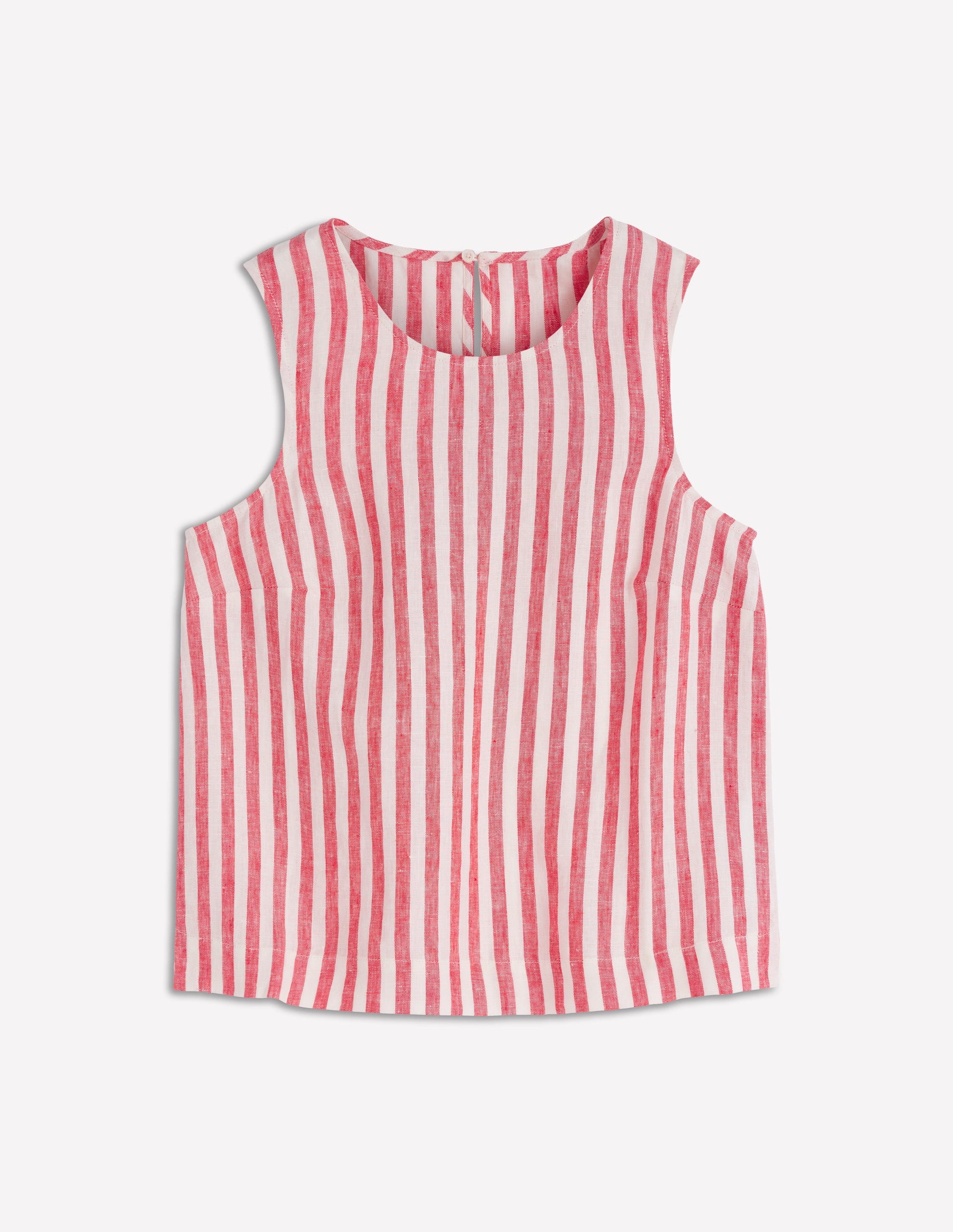 Sofia Linen Top-Bright Cherry and Ivory Stripe-5