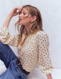 Mya Smocked Jersey Shirt-Ginger, Painted Spot