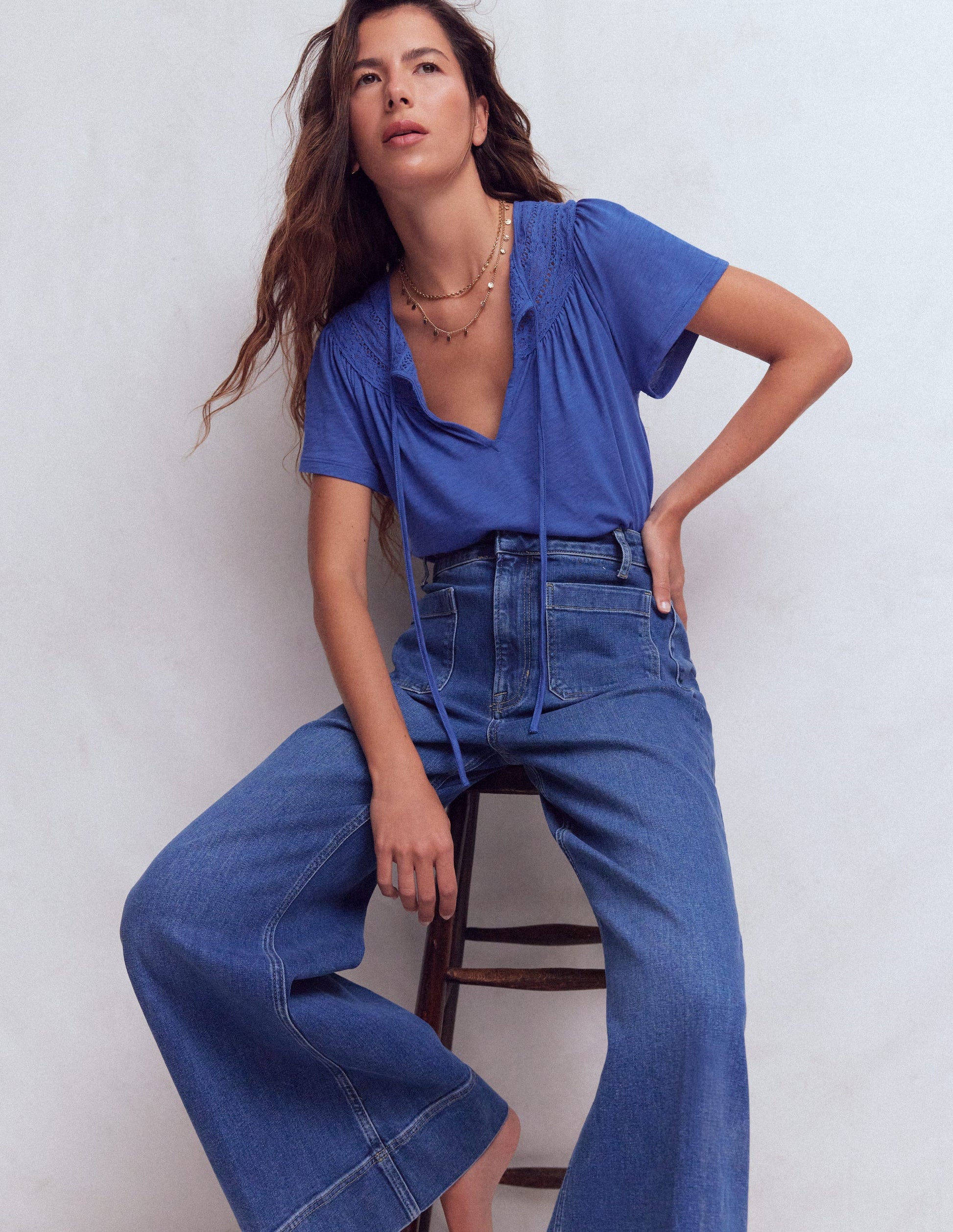 Edi Trim Detail T-shirt-Beaucoup Blue-1
