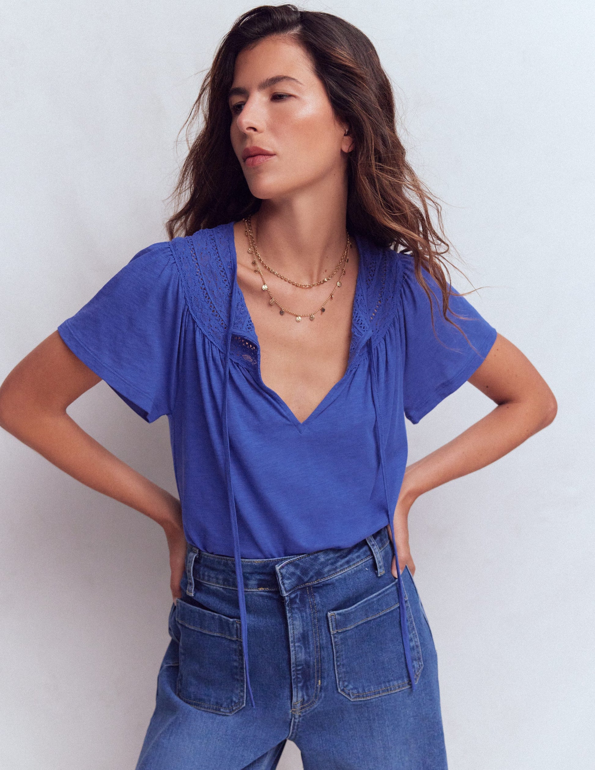 Edi Trim Detail T-shirt-Beaucoup Blue-4