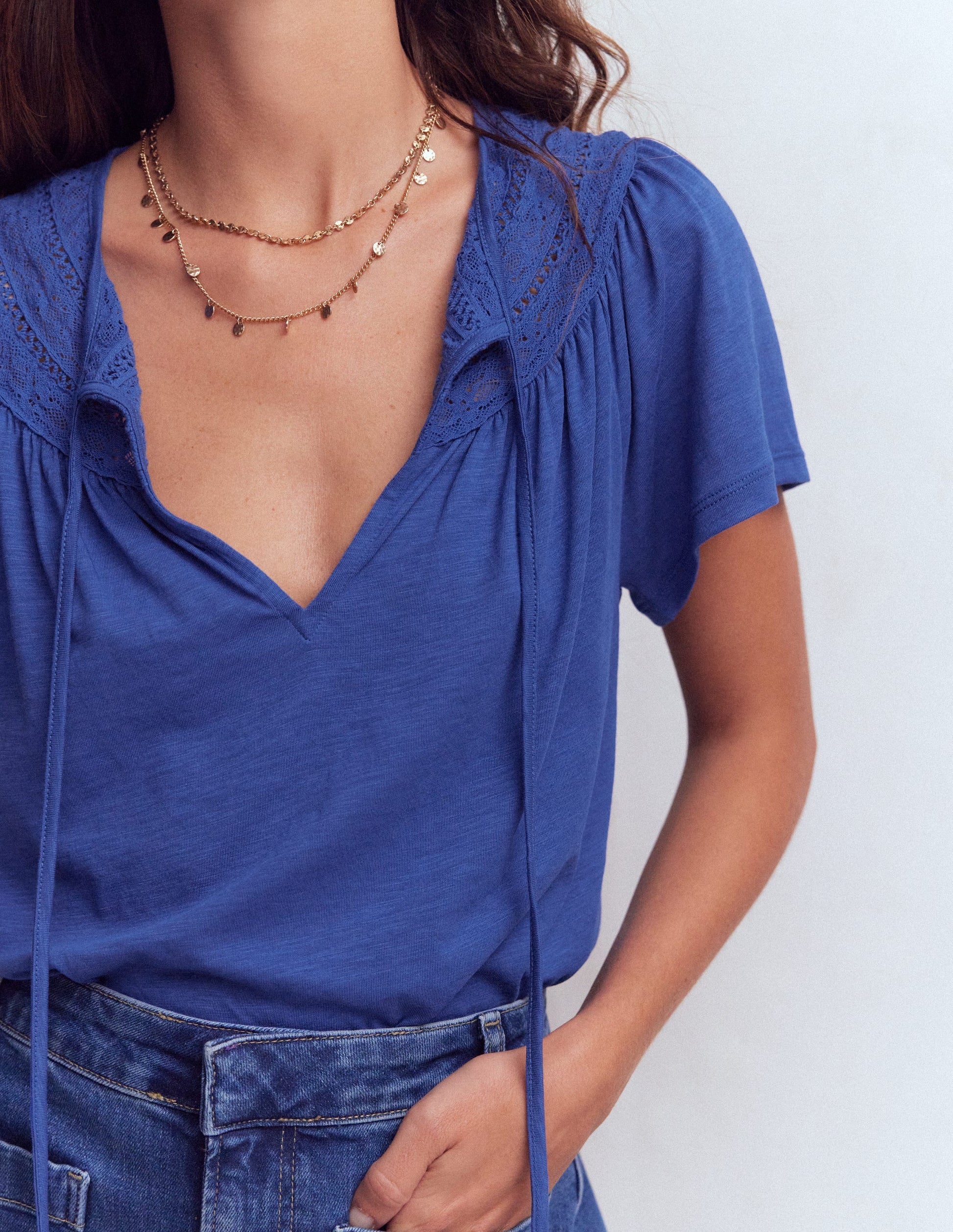 Edi Trim Detail T-shirt-Beaucoup Blue-5