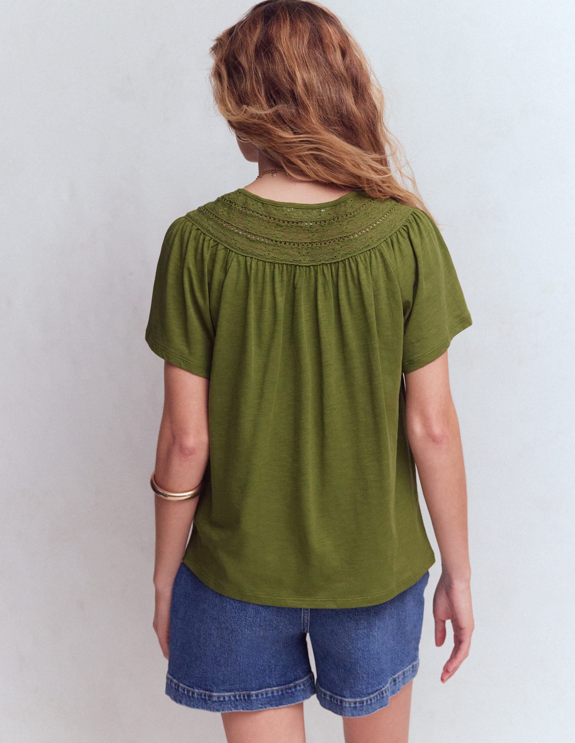 Edi Trim Detail T-shirt-Olive - Image 3