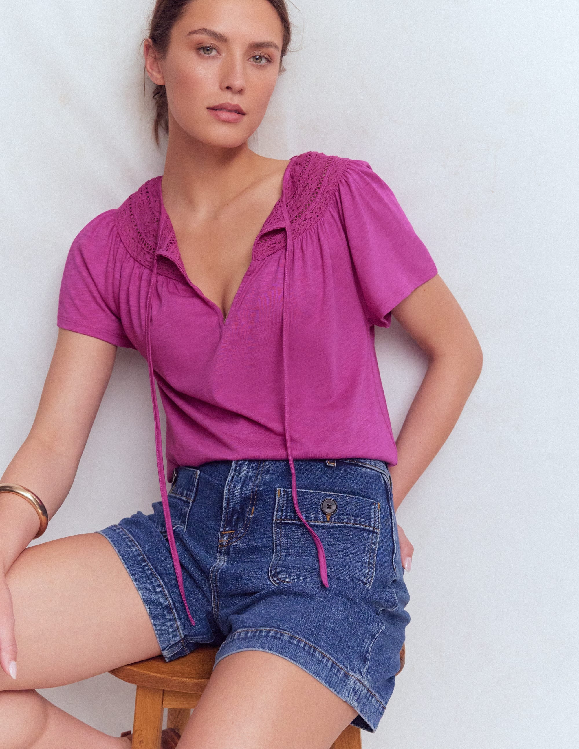 Edi Trim Detail T-shirt-Passion Flower - Image 1