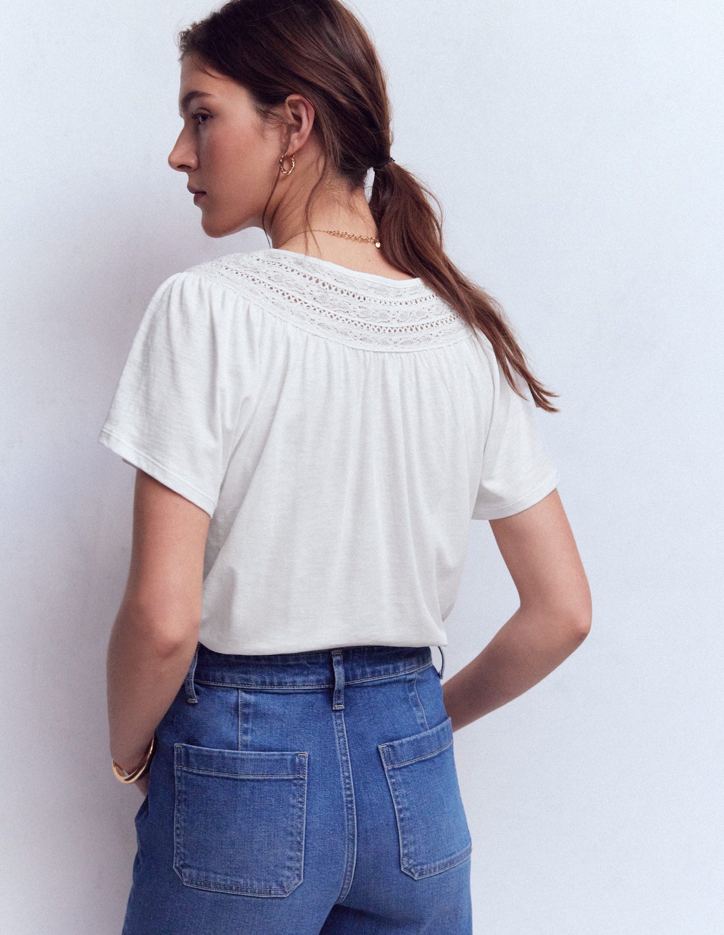 Edi Trim Detail T-shirt-White