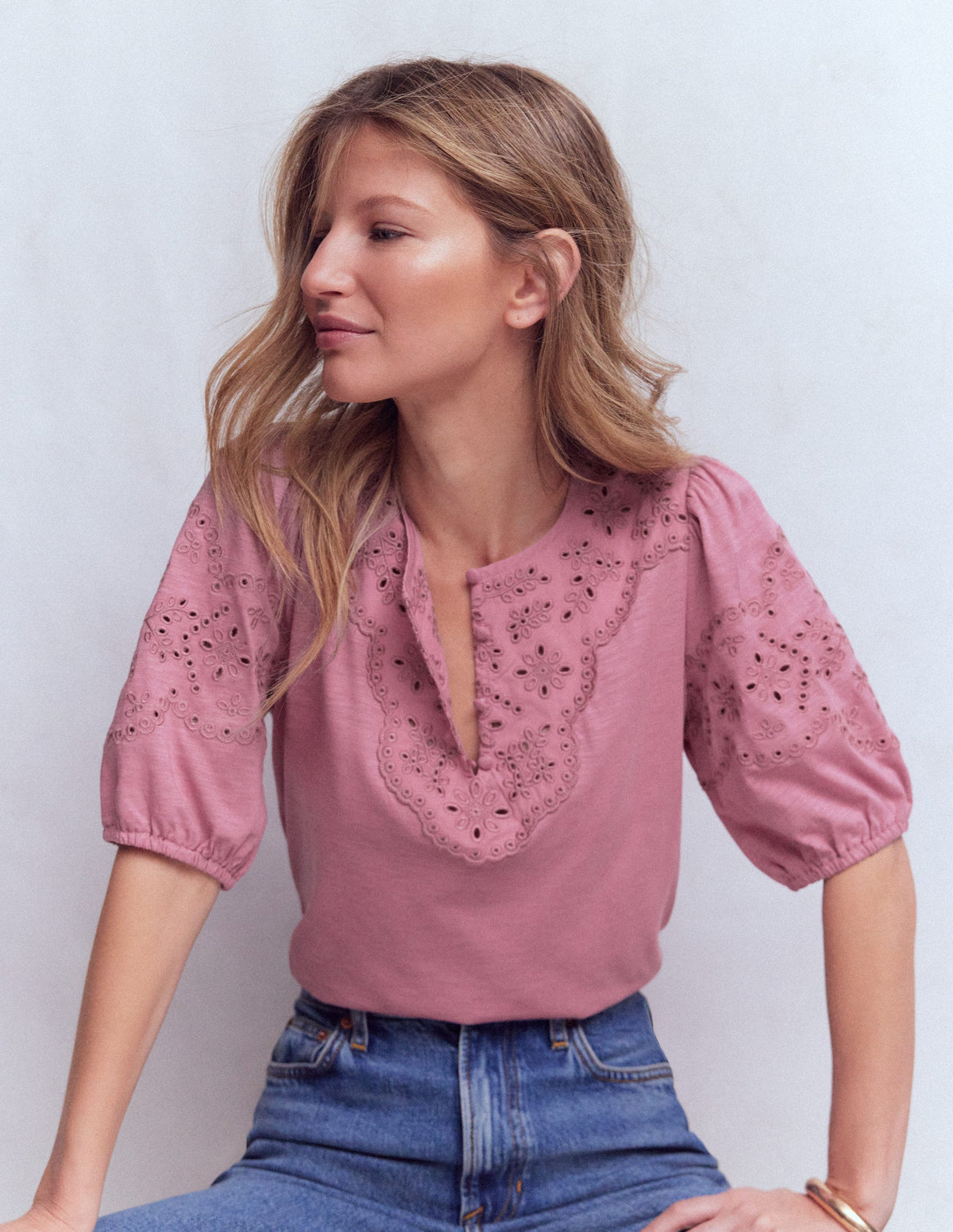 Ada Broderie Mix Top-Lilas - Image 1