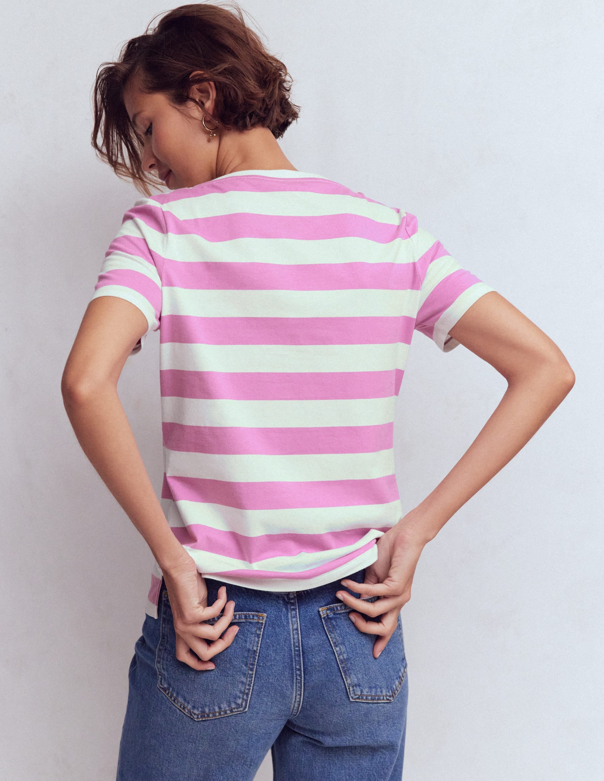 Olivia Short Sleeve Breton-Clover Purple and Ivory Stripe - Image 2