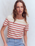 Olivia Short Sleeve Breton-Earth Red, Ivory Stripe