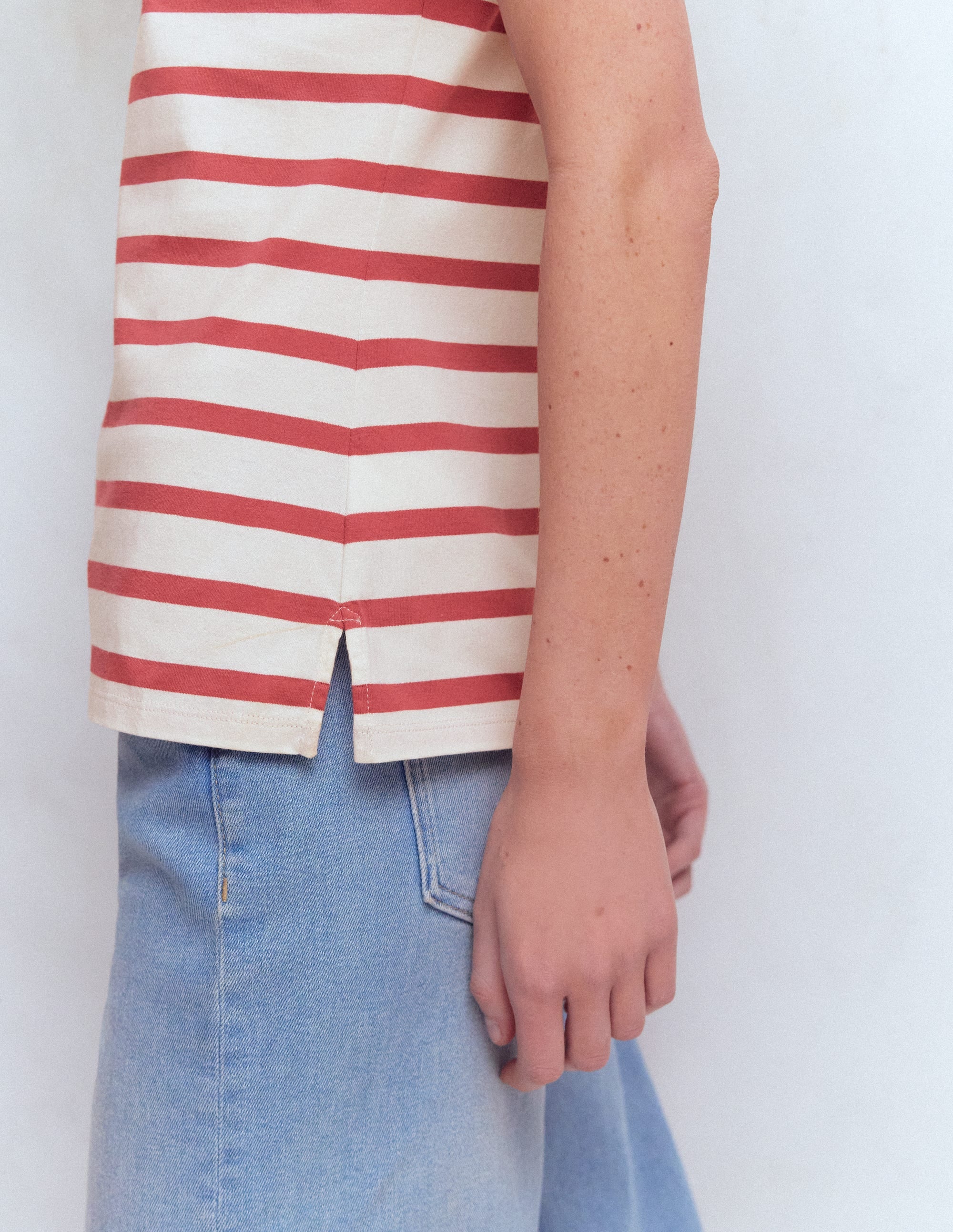 Olivia Short Sleeve Breton-Earth Red, Ivory Stripe - Image 2