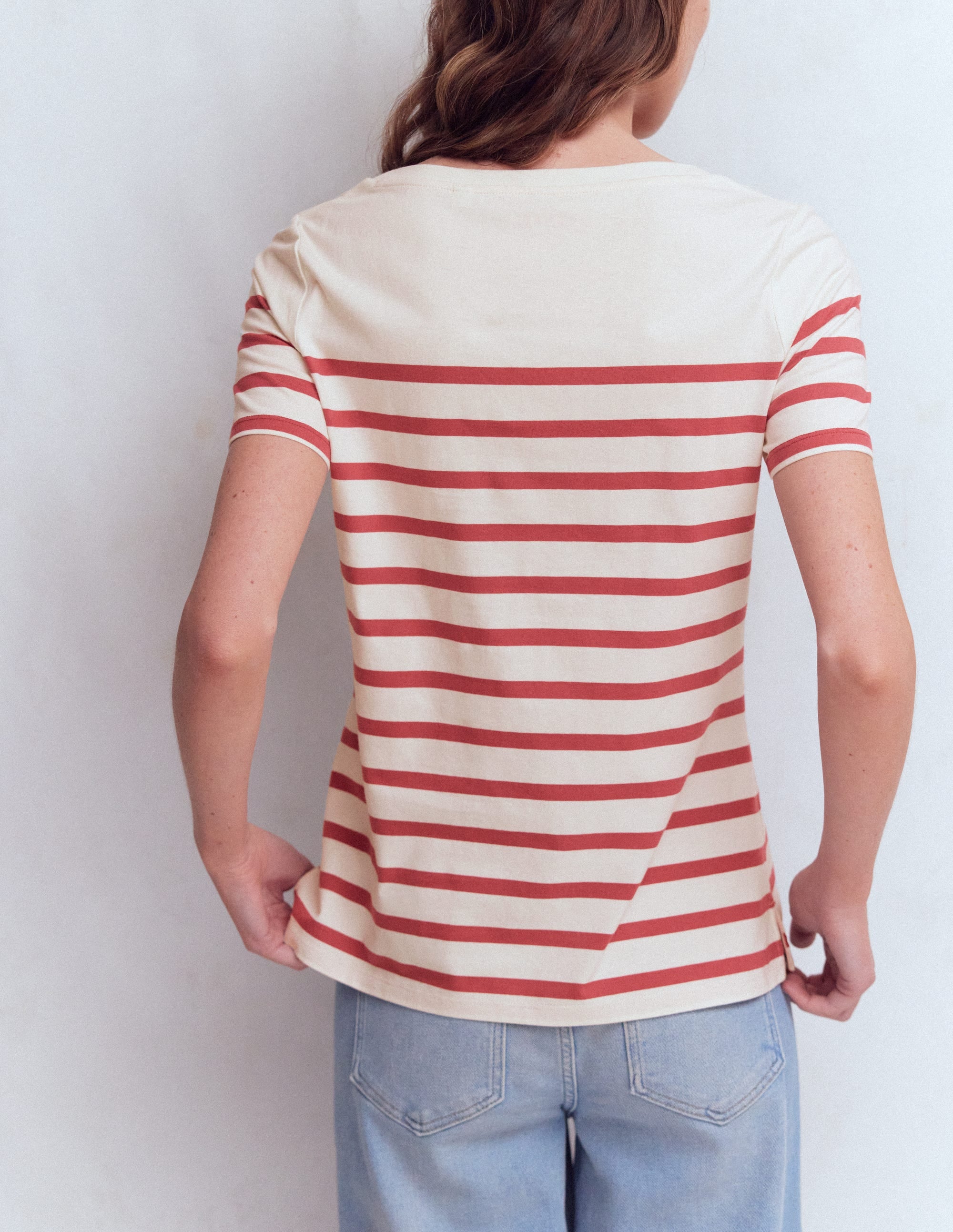 Olivia Short Sleeve Breton-Earth Red, Ivory Stripe - Image 3