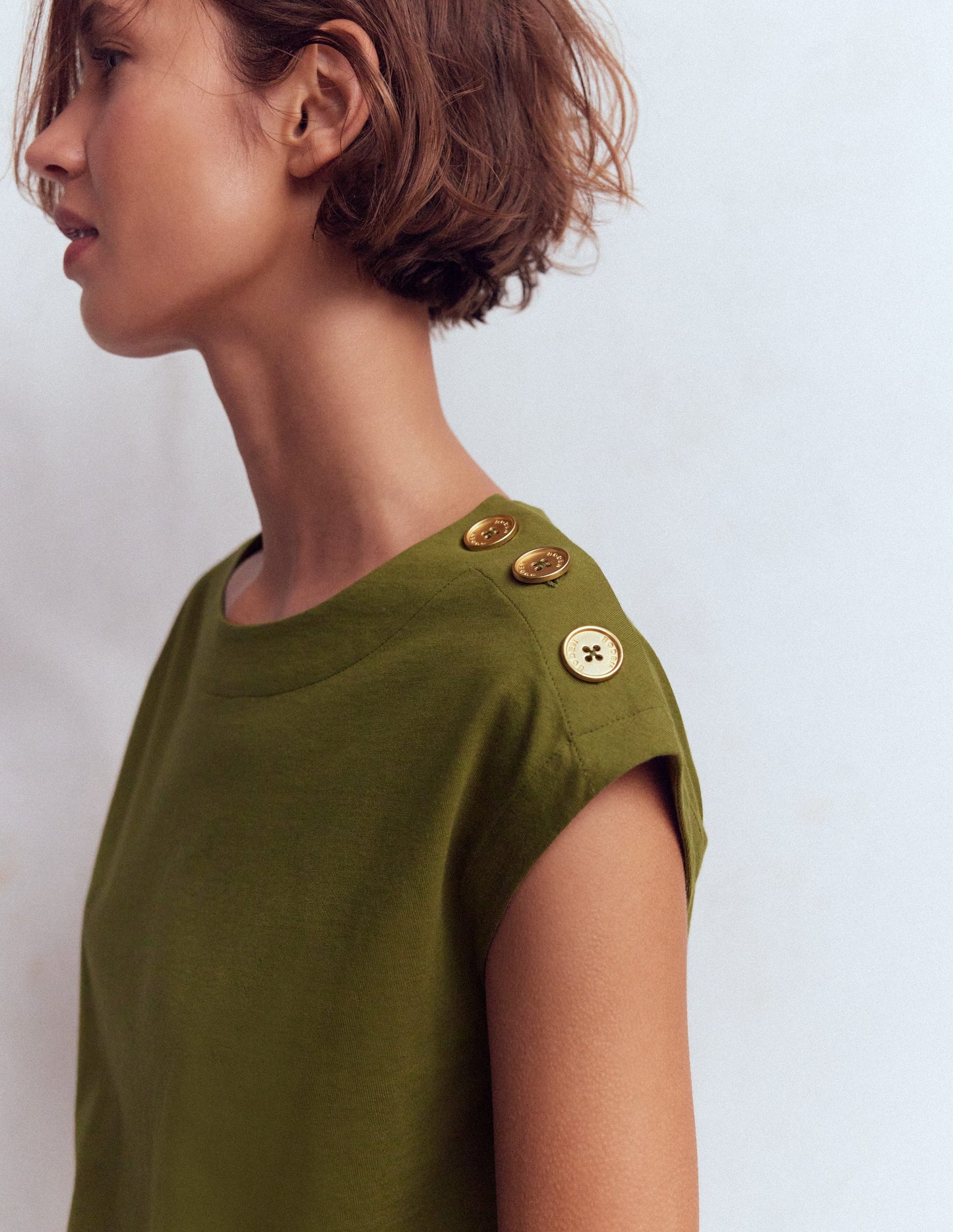 Button Detail T-Shirt-Mayfly