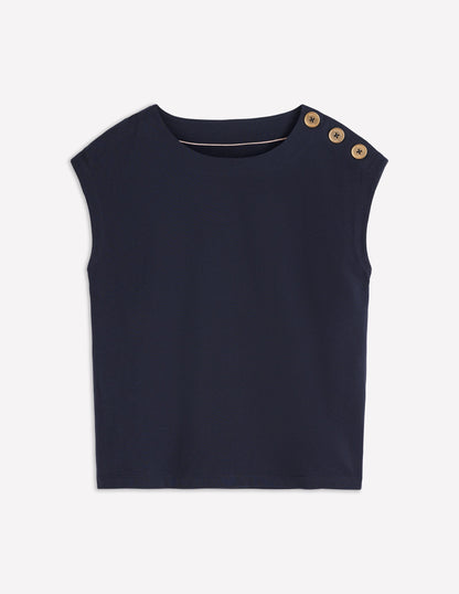 Button Detail T-Shirt-Navy-5