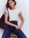 Button Detail T-Shirt-White