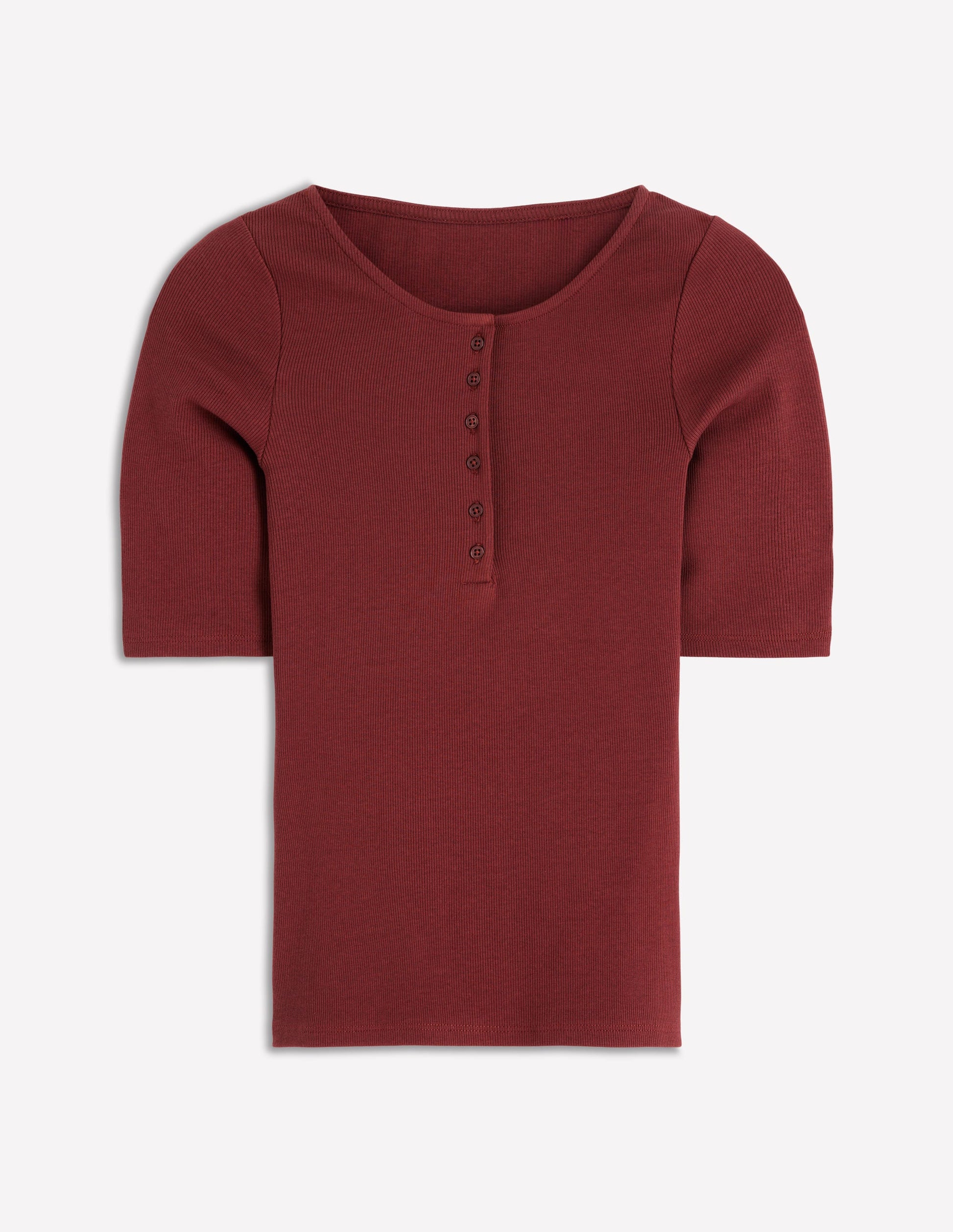 Short Sleeve Rib Henley-Roasted Brown-6