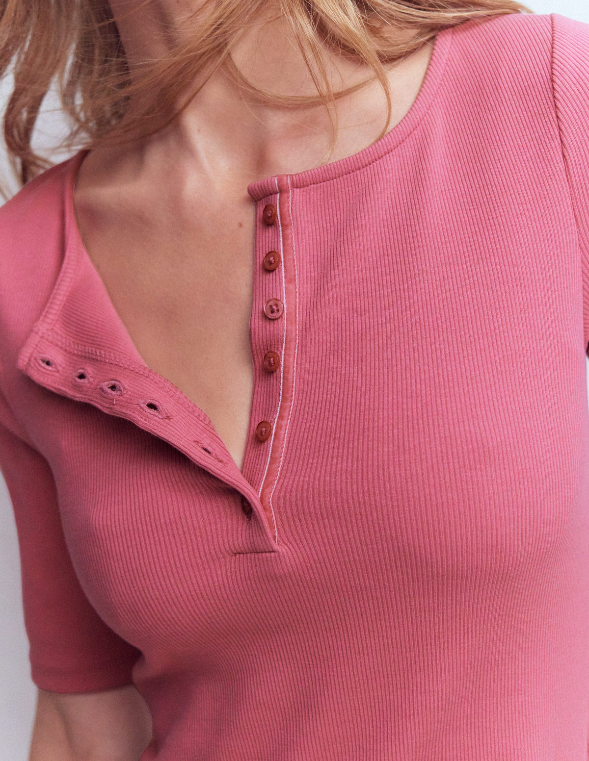 Short Sleeve Rib Henley-Malaga - Image 2