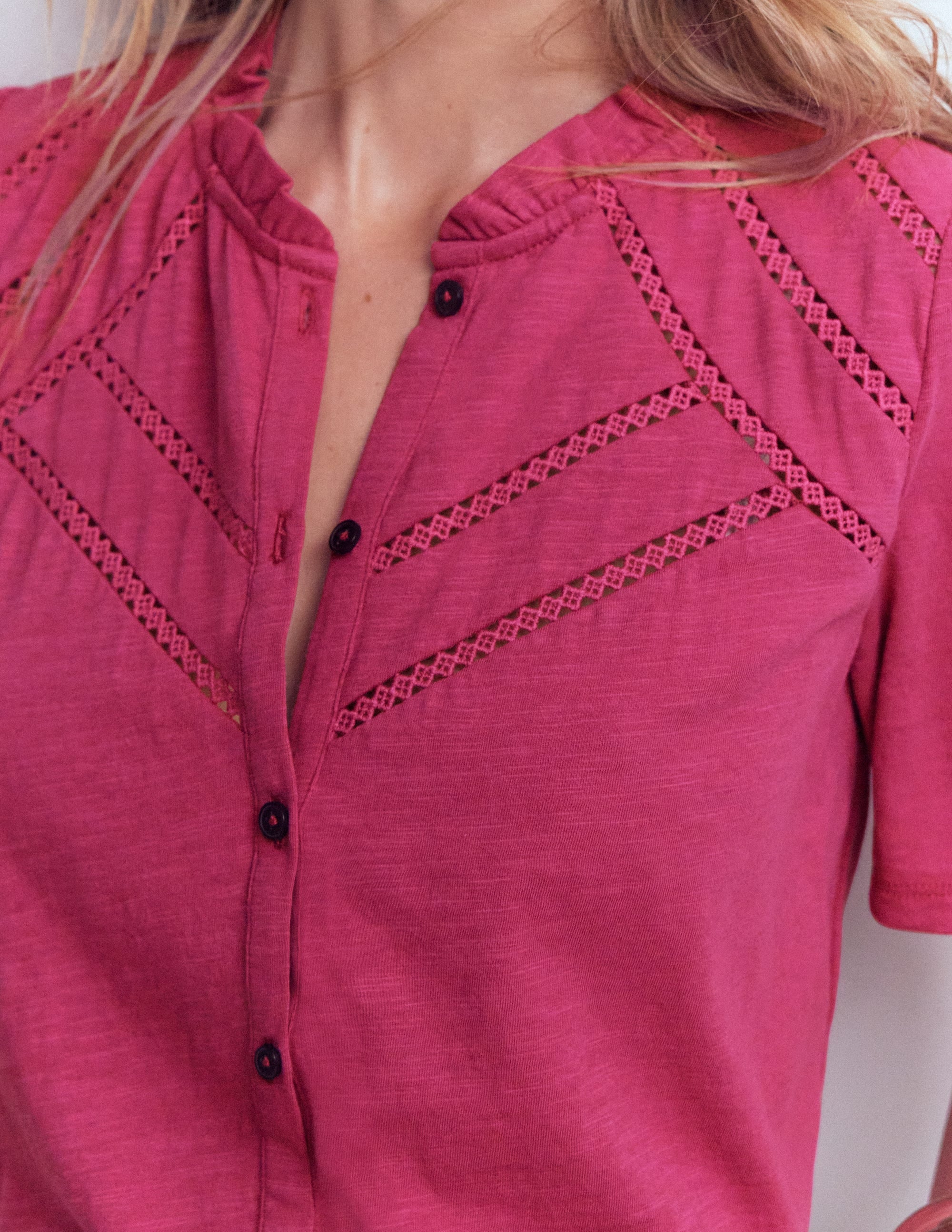 Bea Short Sleeve Shirt-Red Violet - Image 2
