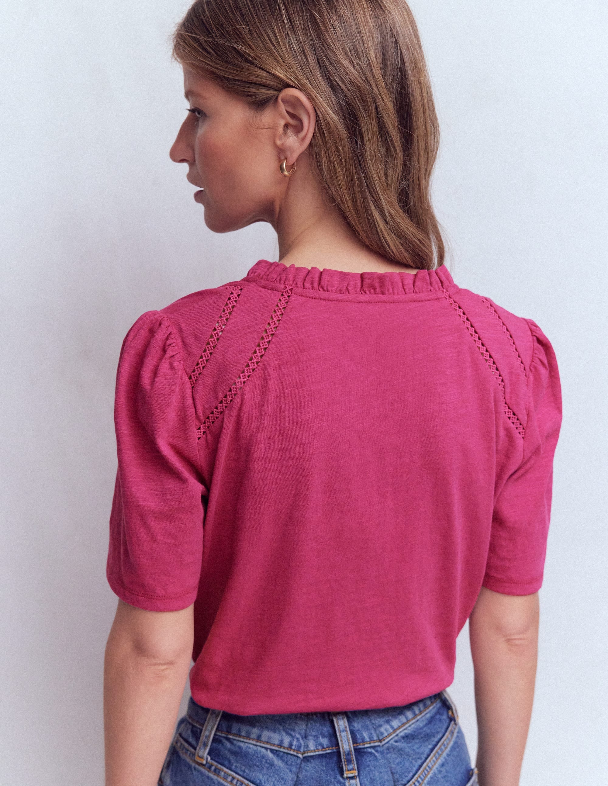 Bea Short Sleeve Shirt-Red Violet - Image 3