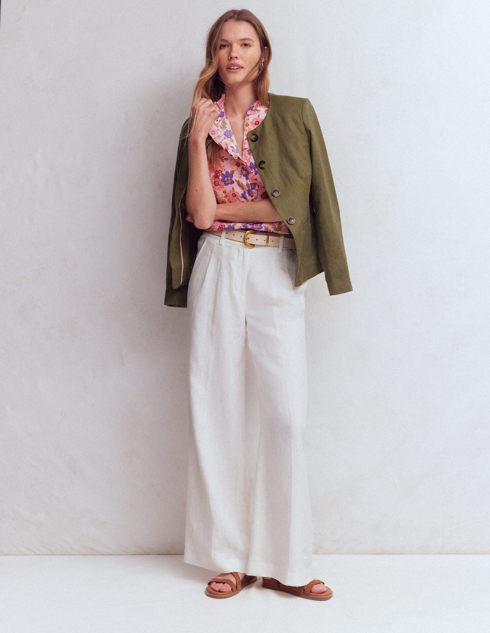 Isabel Sleeveless Linen Top-Blooming Pink, Blossomy Garden-4