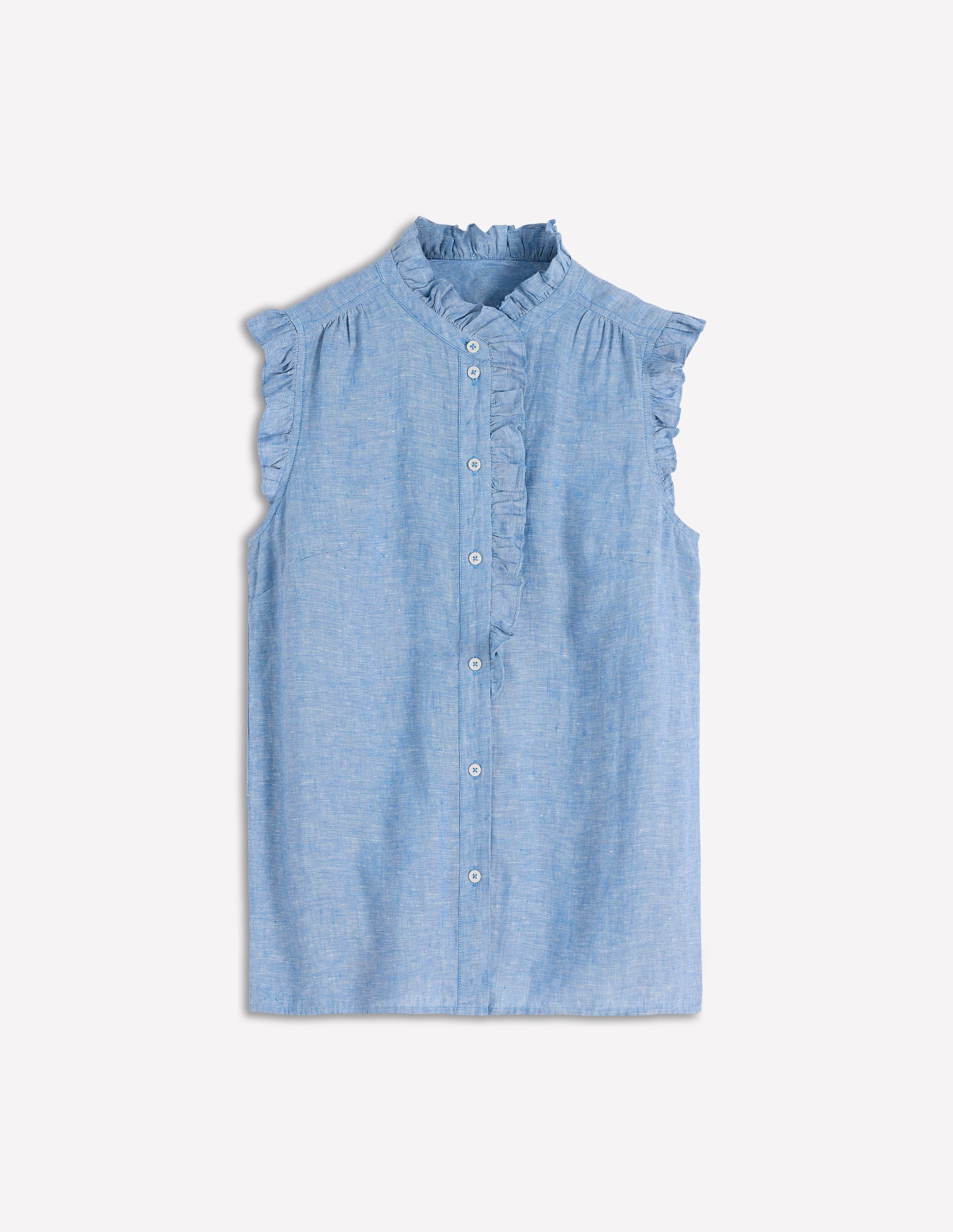 Isabel Sleeveless Linen Top-Chambray-6